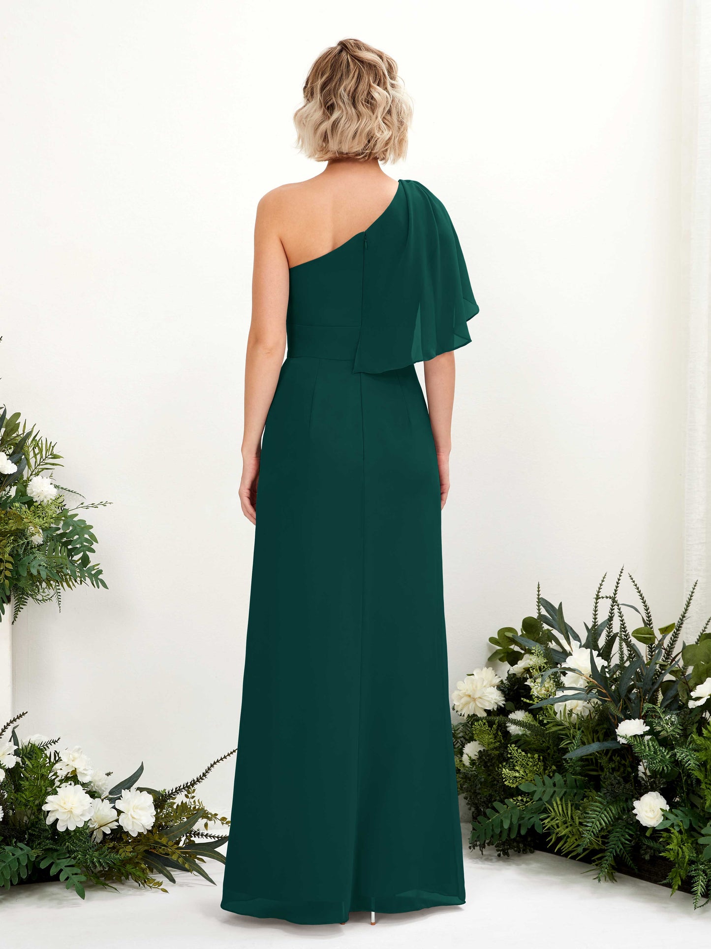 Brook Dark Emerald One Shoulder Maxi Dress