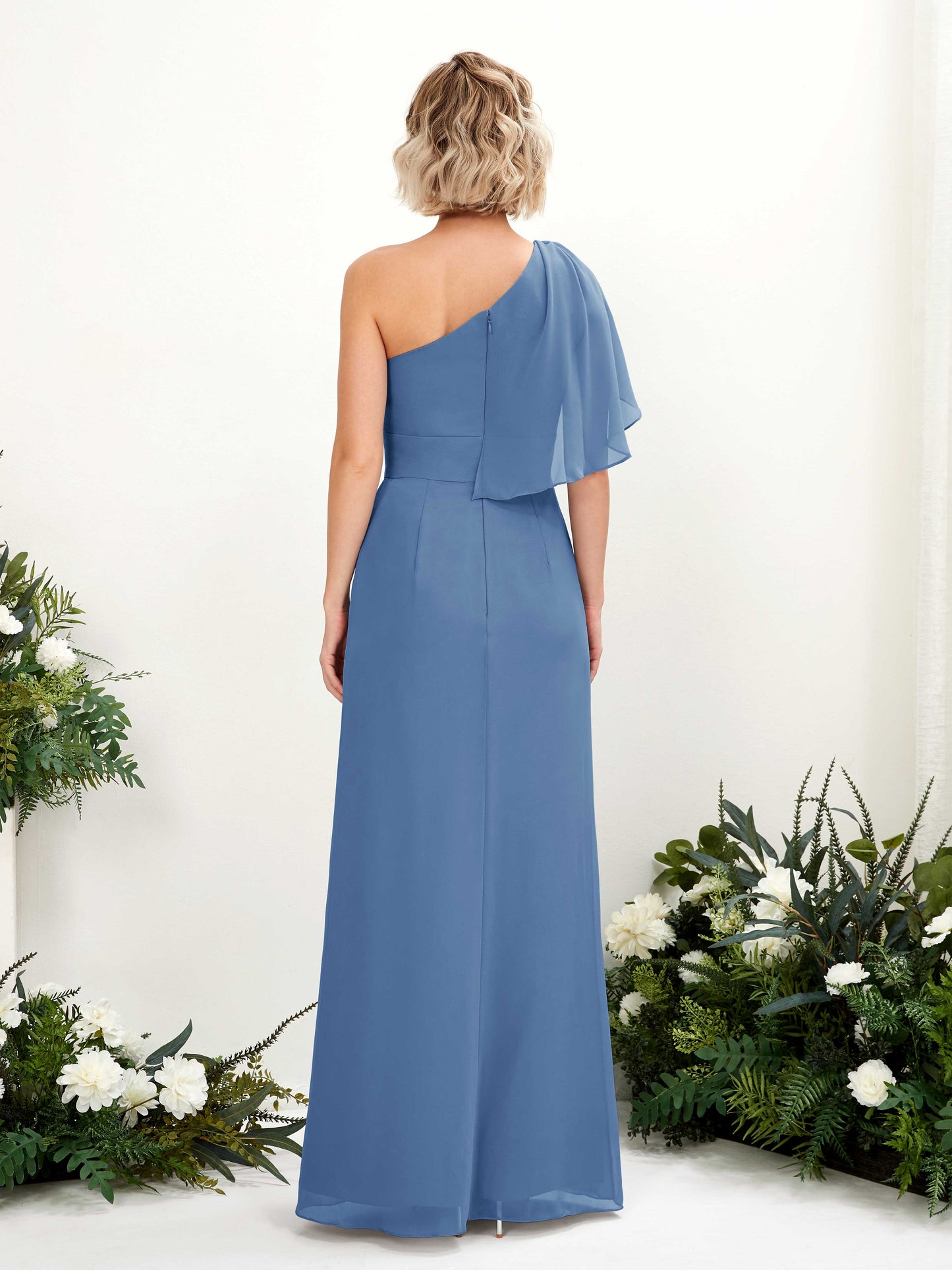 Brook Dusty Blue One Shoulder Maxi Dress