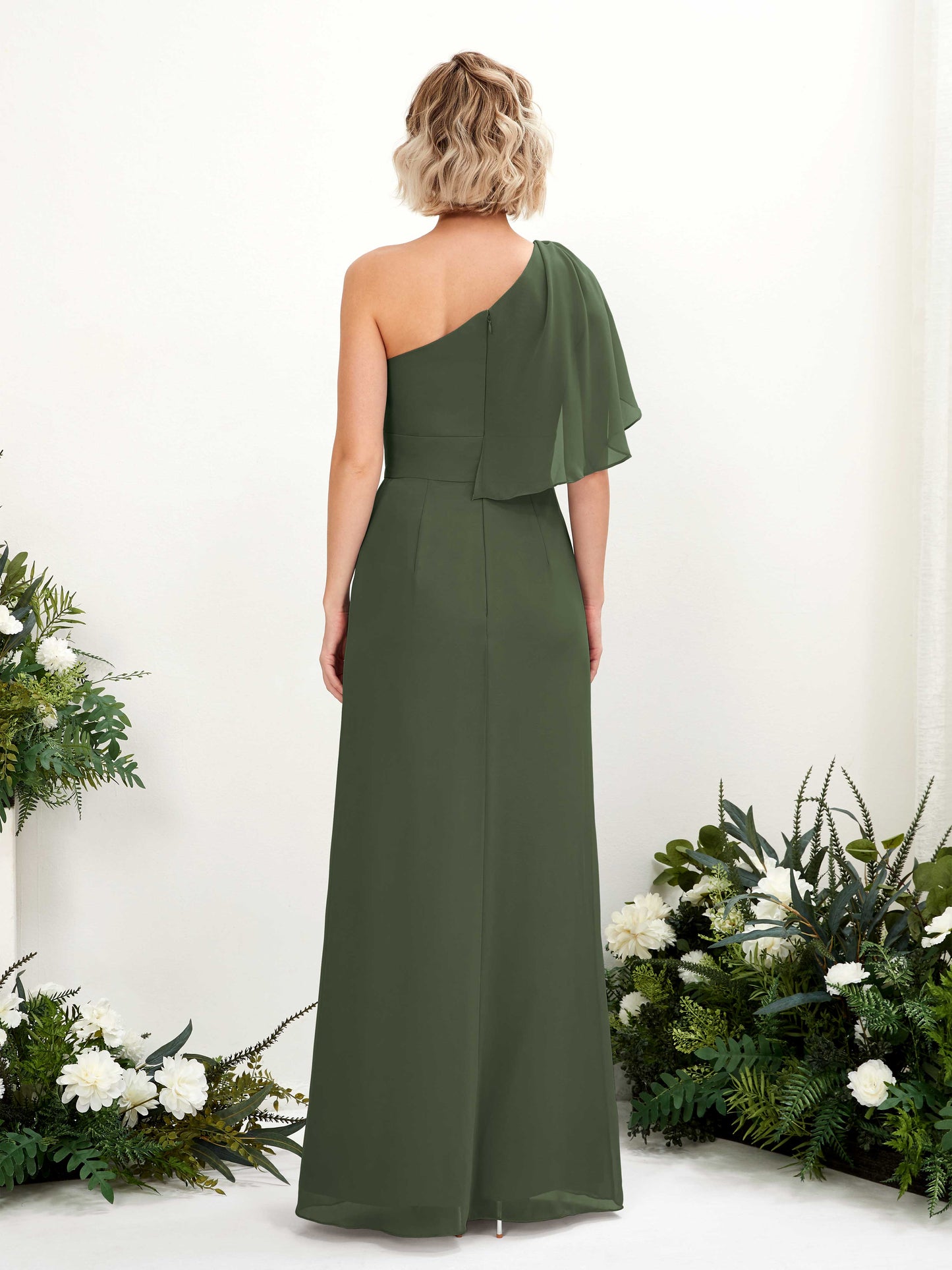 Brook Martini Olive One Shoulder Maxi Dress