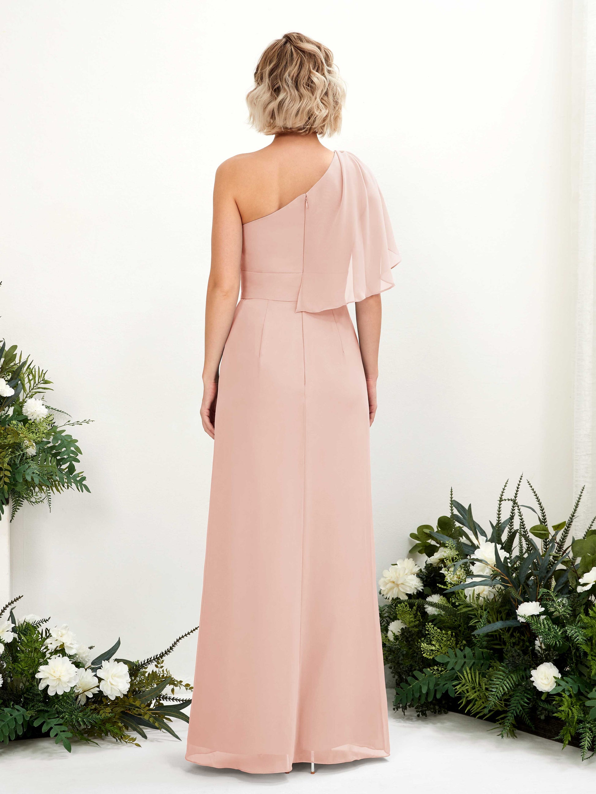 Brook Pearl Pink One Shoulder Maxi Dress