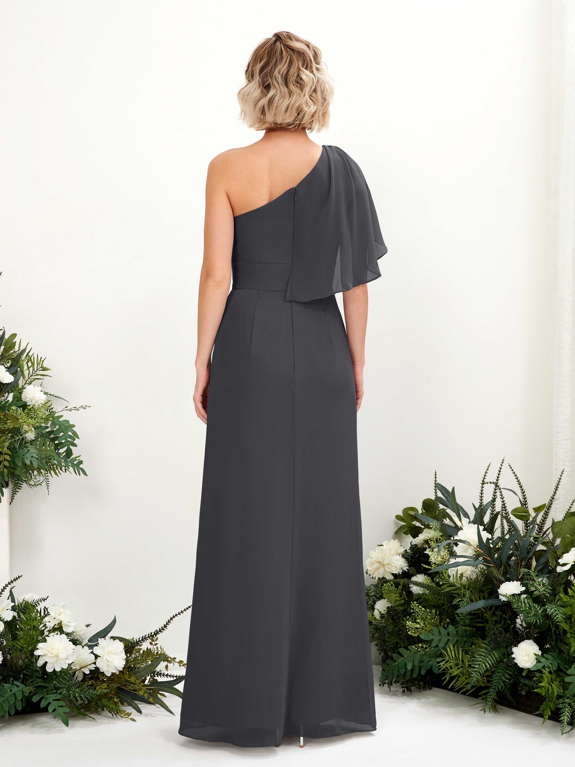 Brook Pewter One Shoulder Maxi Dress