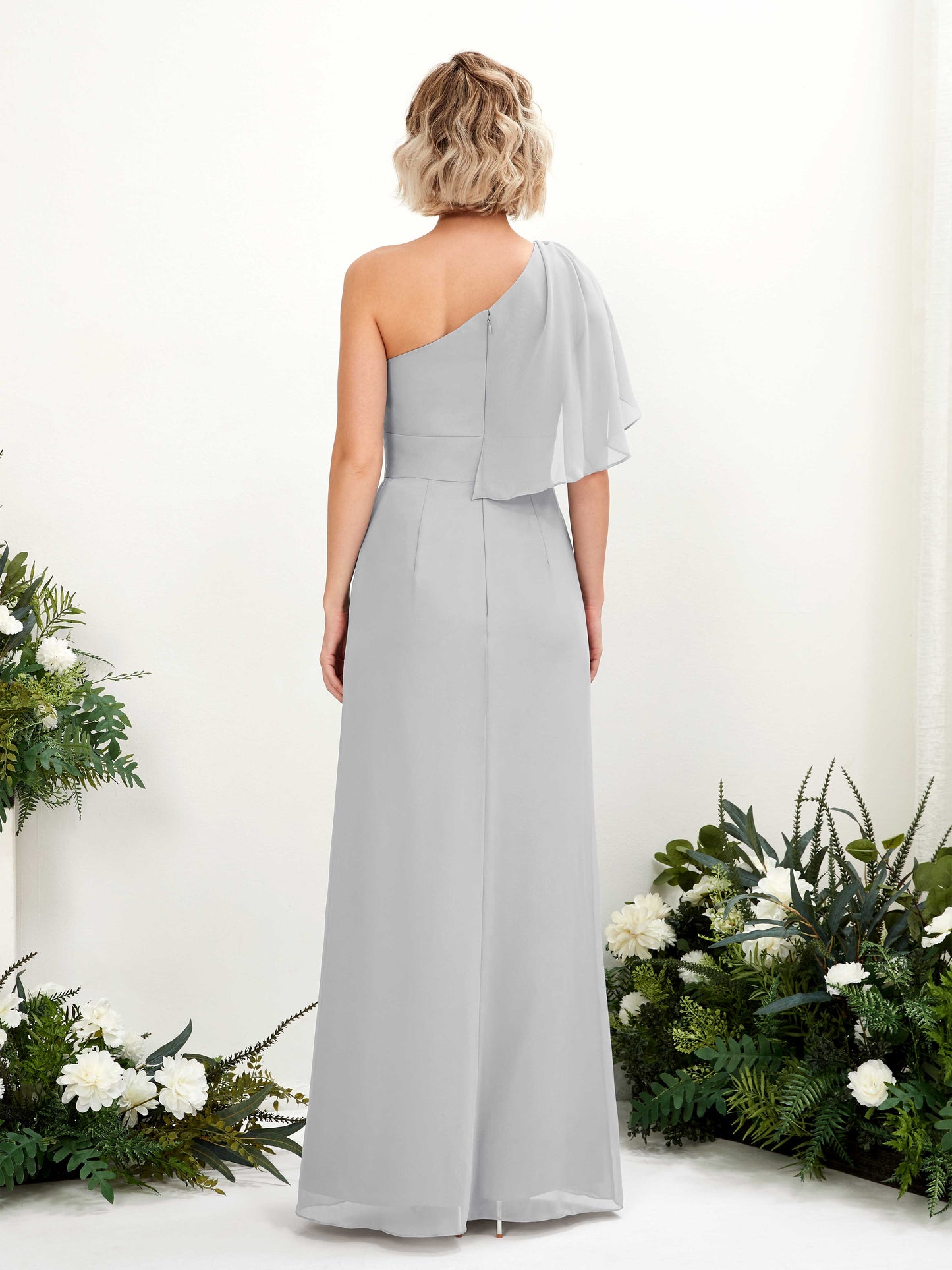 Brook Silver One Shoulder Maxi Dress