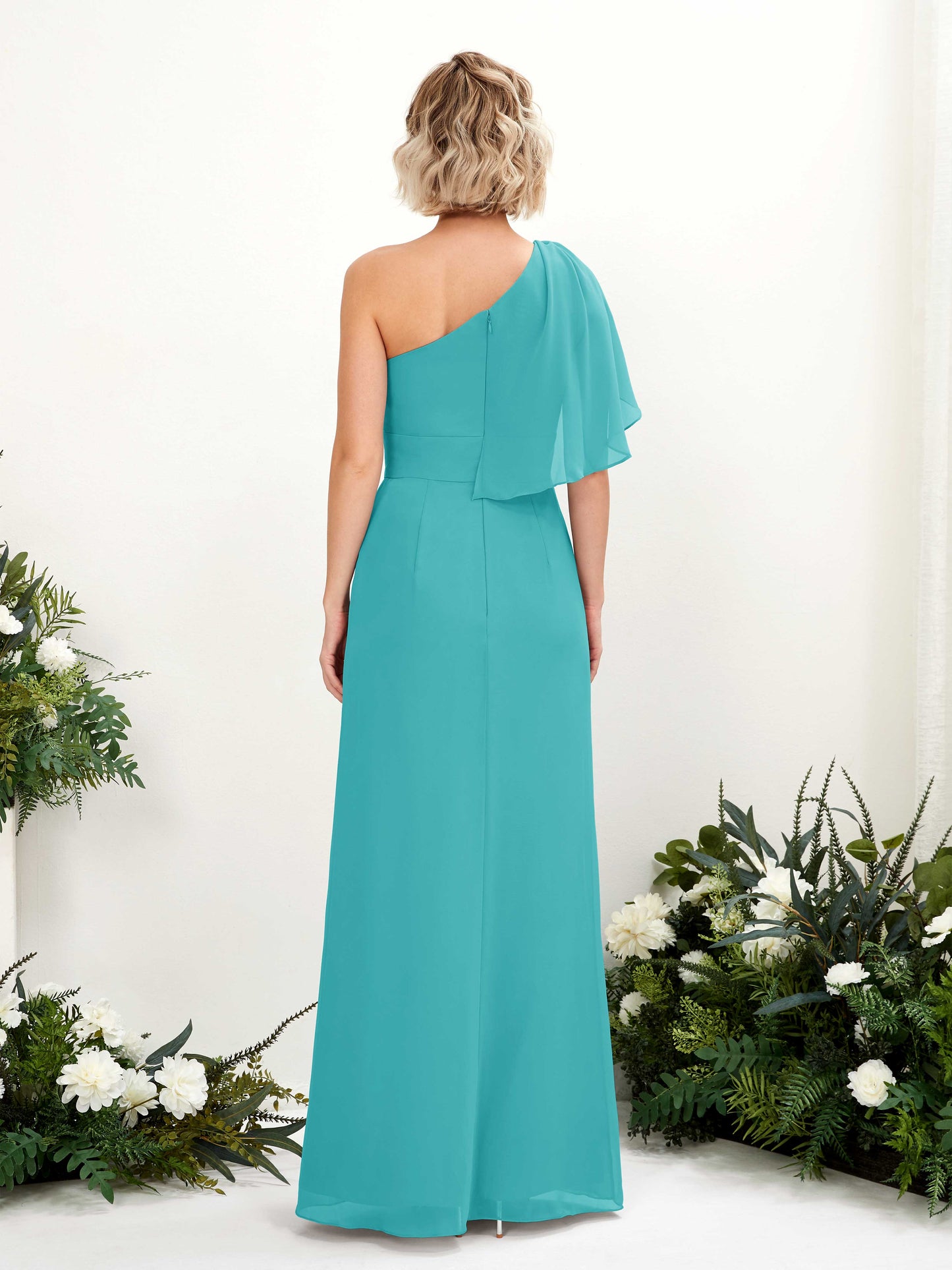 Brook Turquoise One Shoulder Maxi Dress