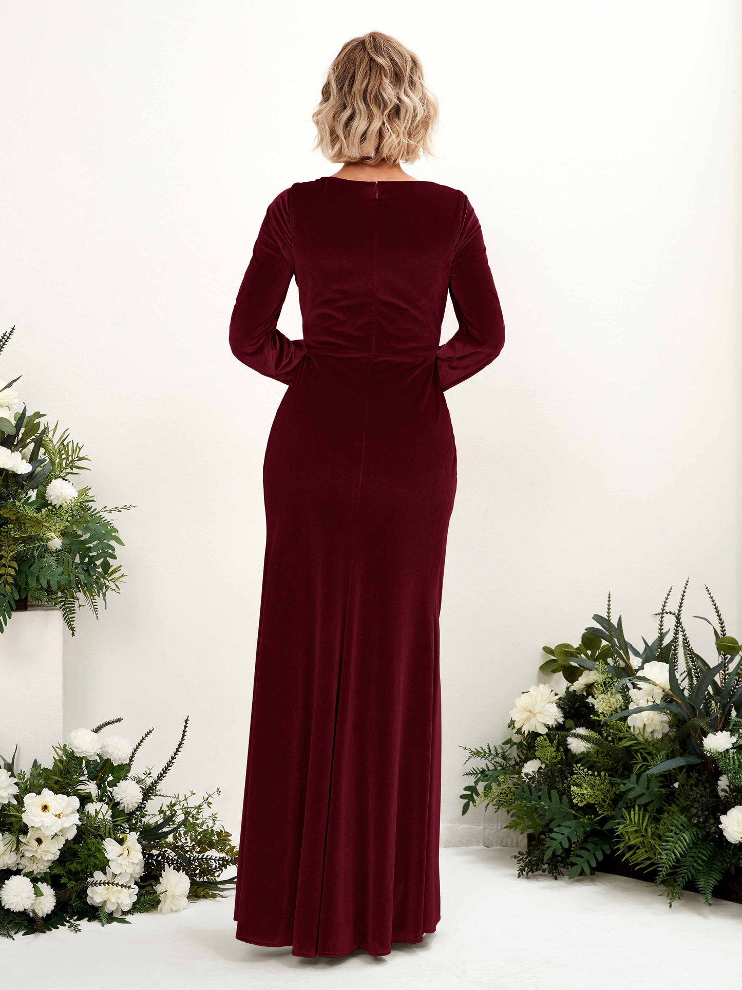 Camille Burgundy Velvet Long Sleeve Maxi Dress