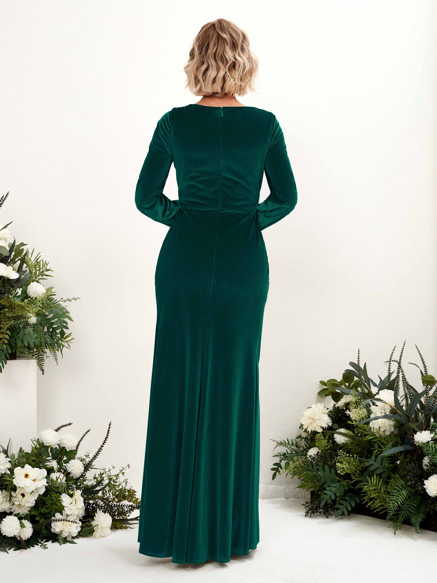 Camille Hunter Green Velvet Long Sleeve Maxi Dress