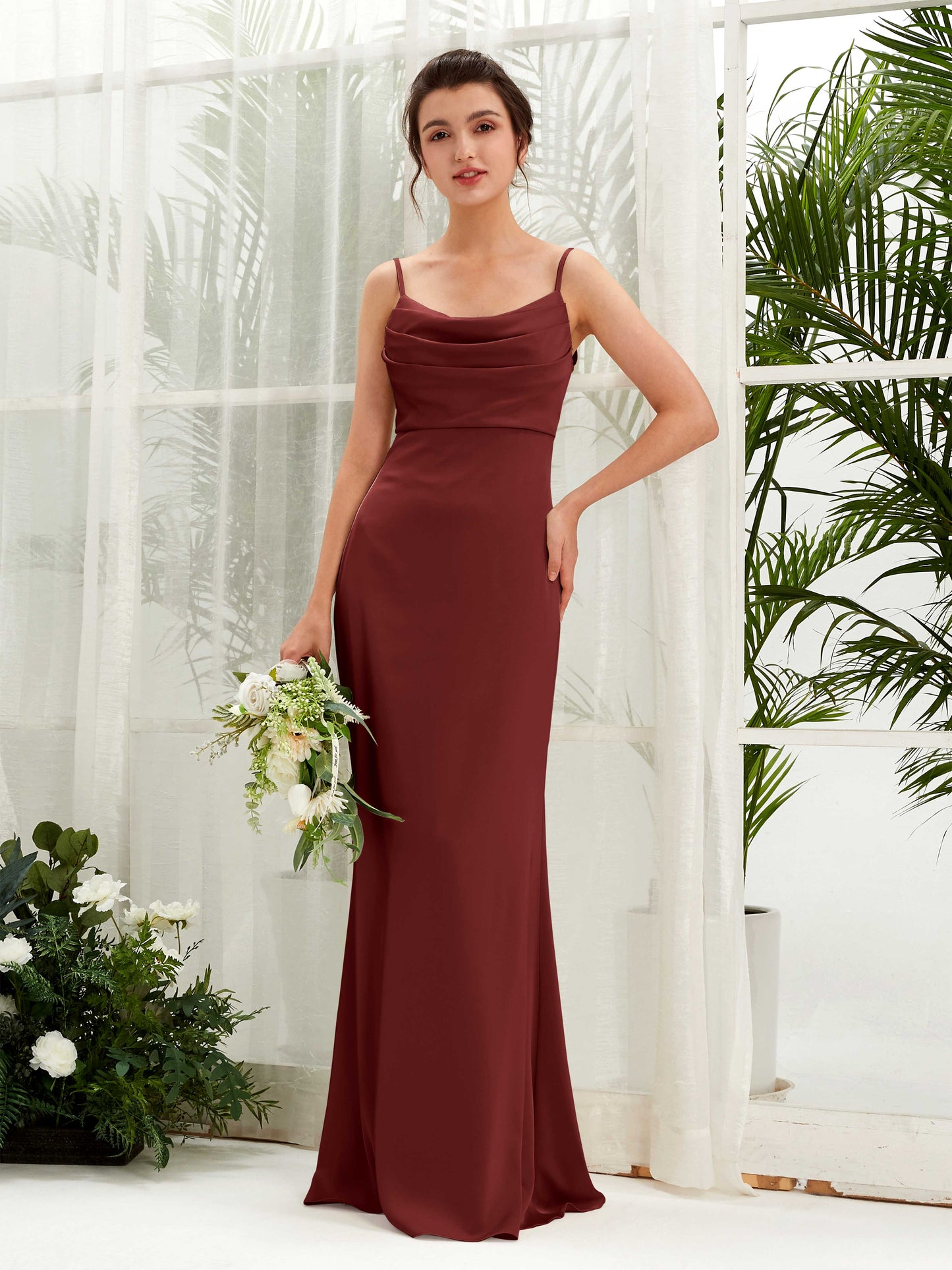 Candice Burgundy Satin Sleeveless Maxi Dress