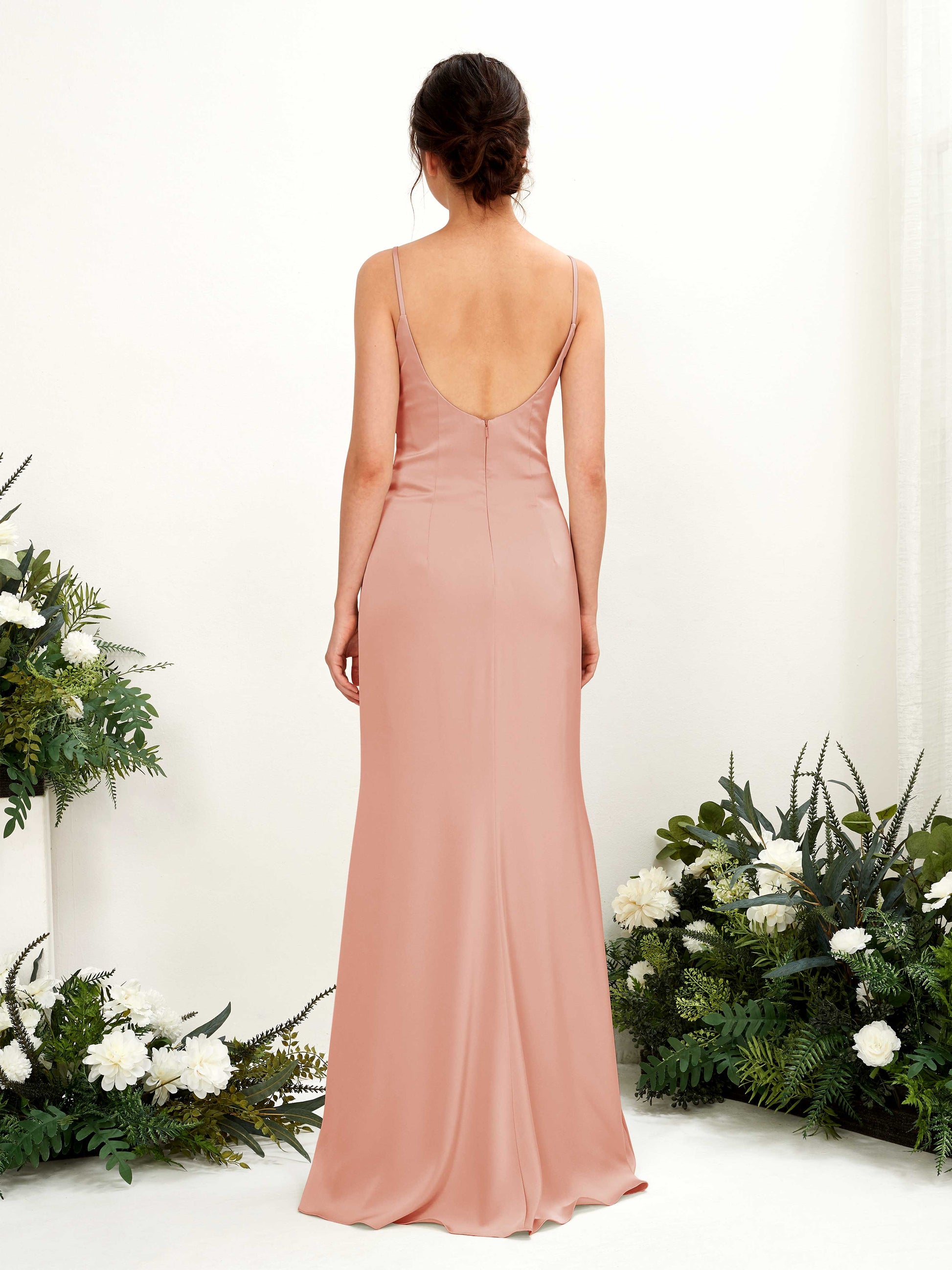 Candice Cantaloupe Satin Sleeveless Maxi Dress