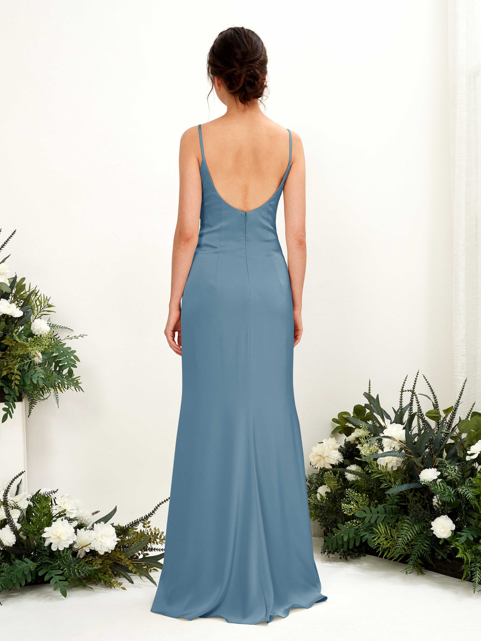 Candice Ink blue Satin Sleeveless Maxi Dress