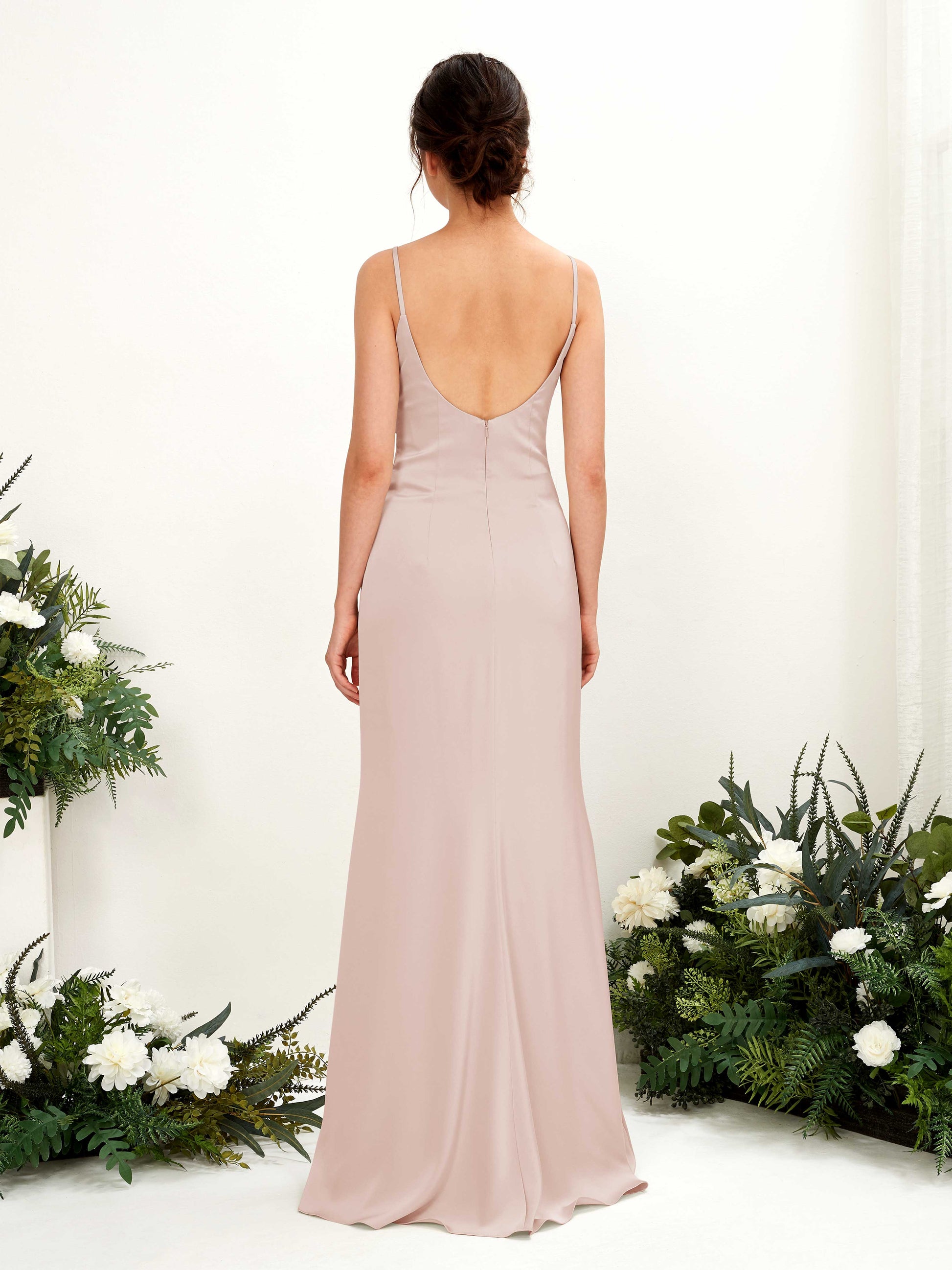 Candice Pearl Pink Satin Sleeveless Maxi Dress