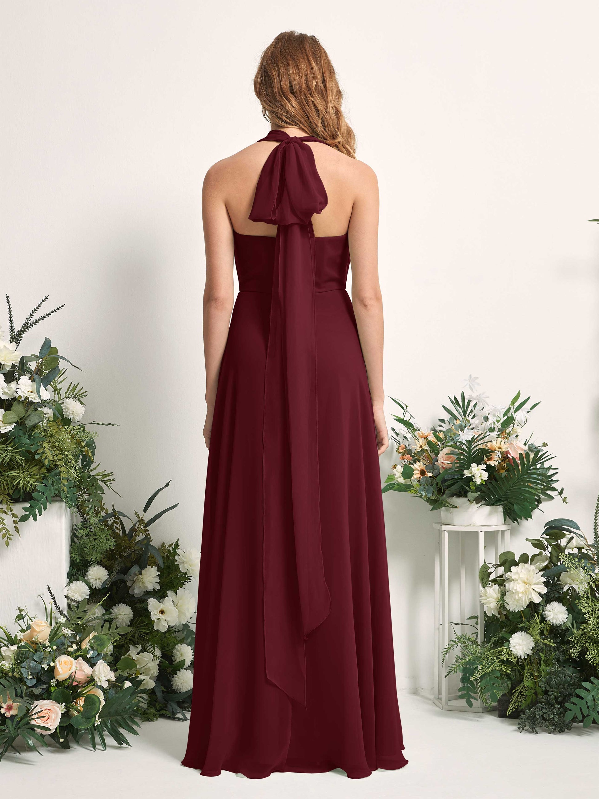 Carolyn Burgundy Halter Maxi Dress