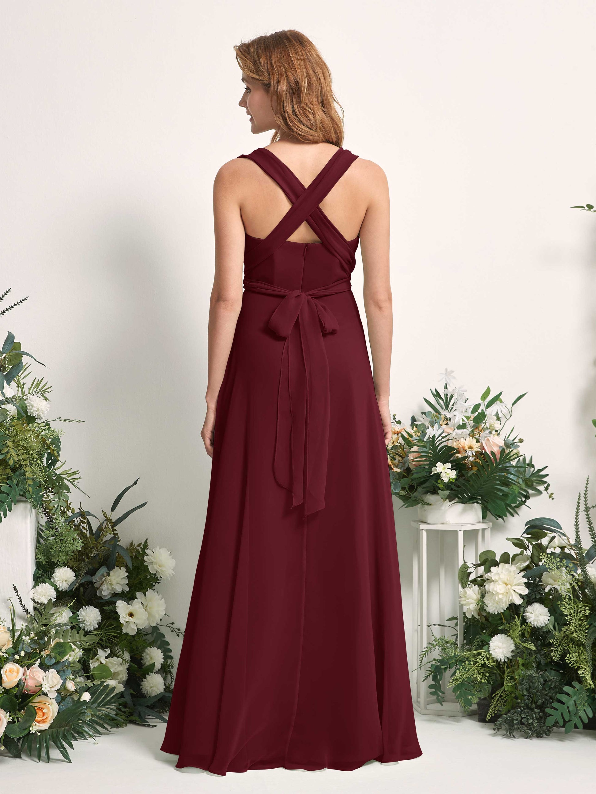 Carolyn Burgundy Halter Maxi Dress