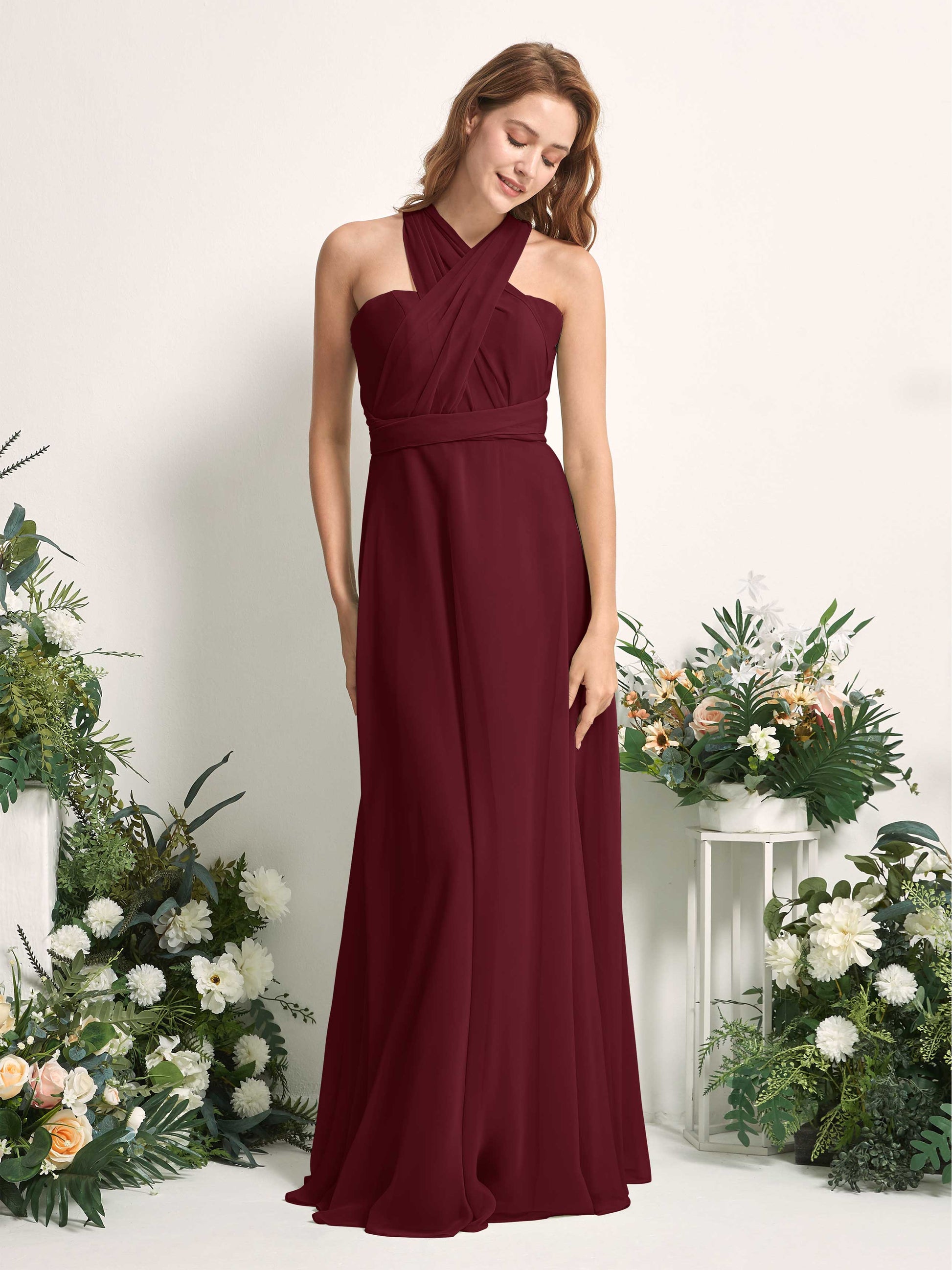 Carolyn Burgundy Halter Maxi Dress