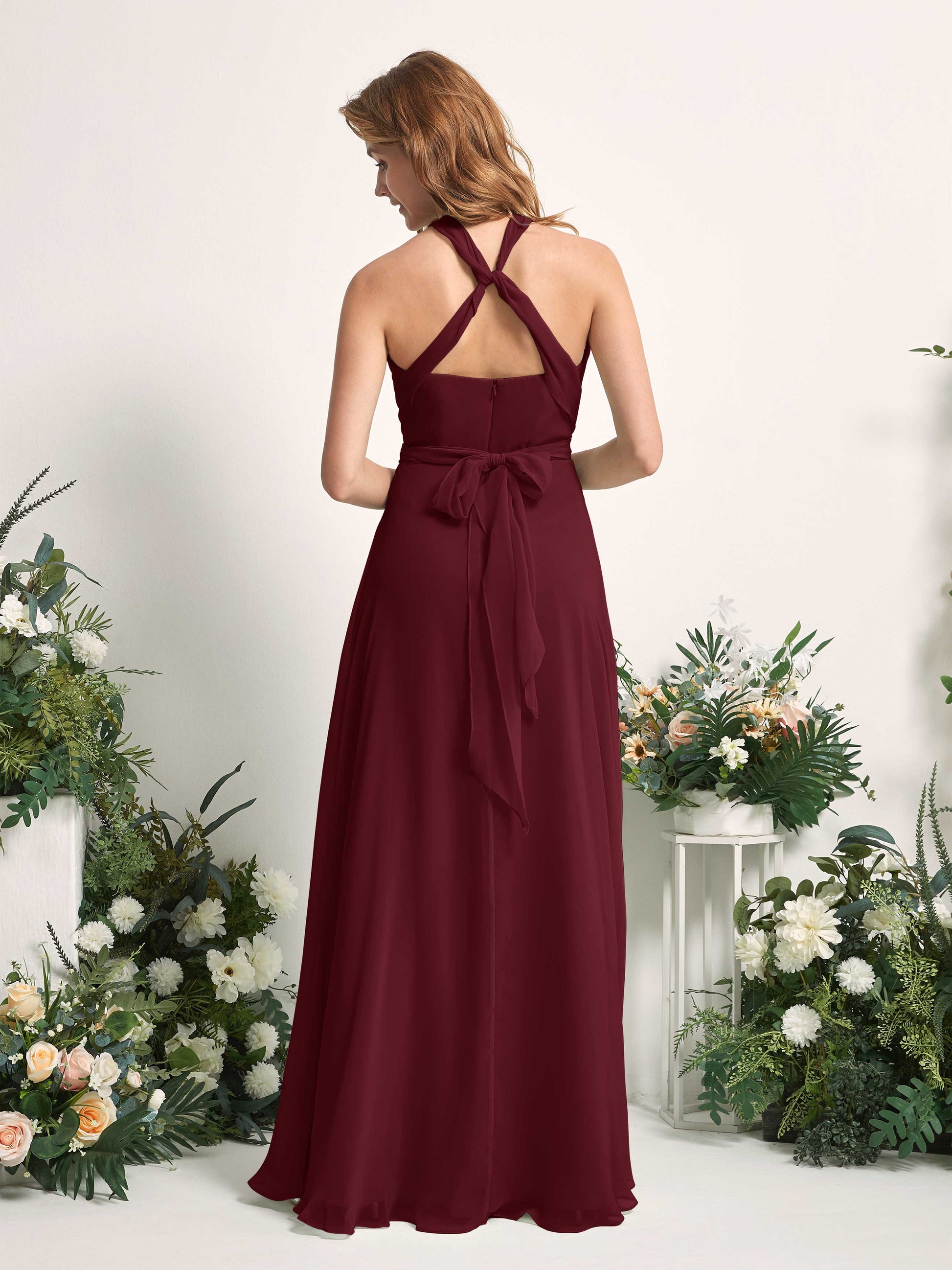 Carolyn Burgundy Halter Maxi Dress