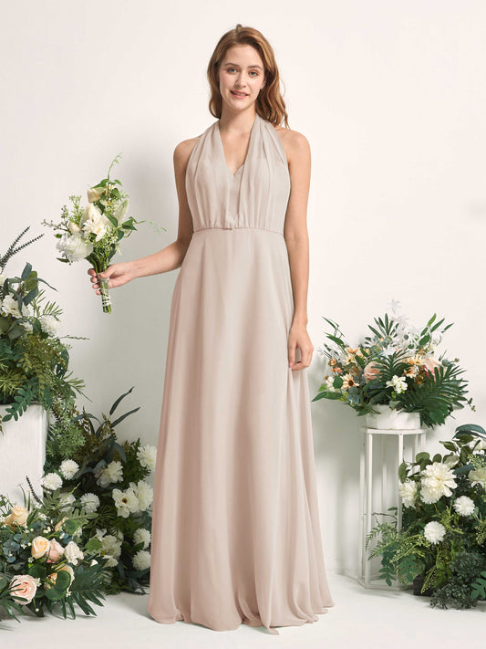 Carolyn Champagne Halter Maxi Dress