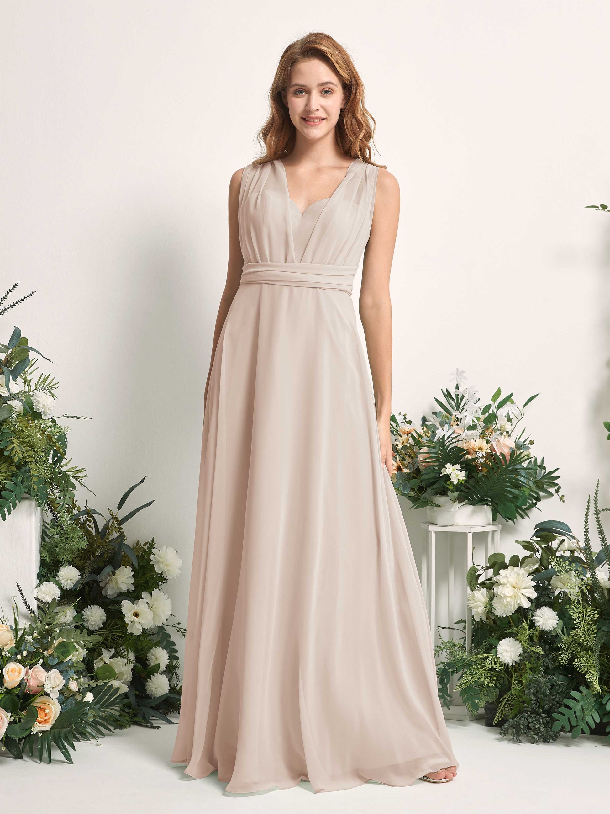 Carolyn Champagne Halter Maxi Dress