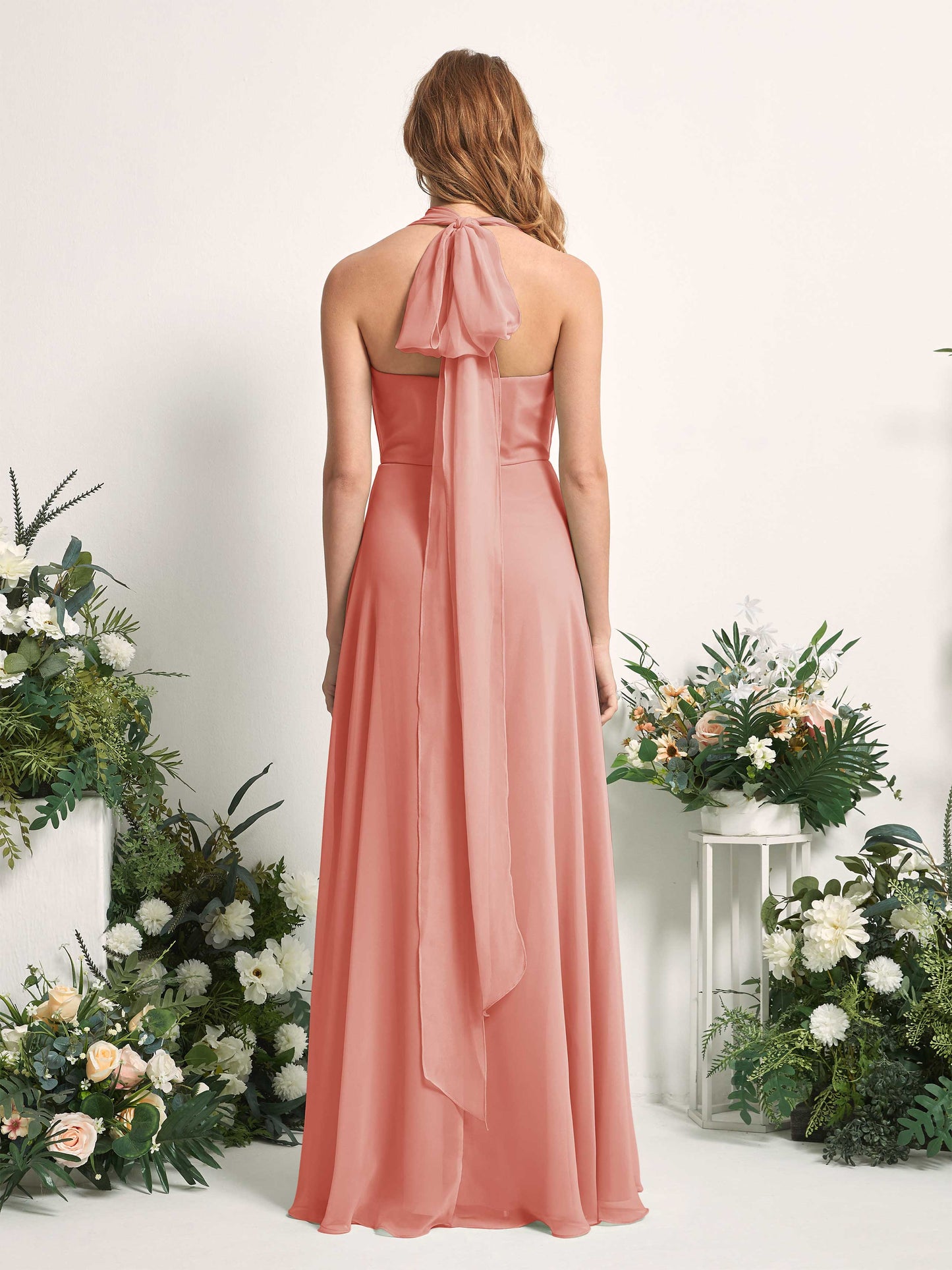 Carolyn Champagne Rose Halter Maxi Dress