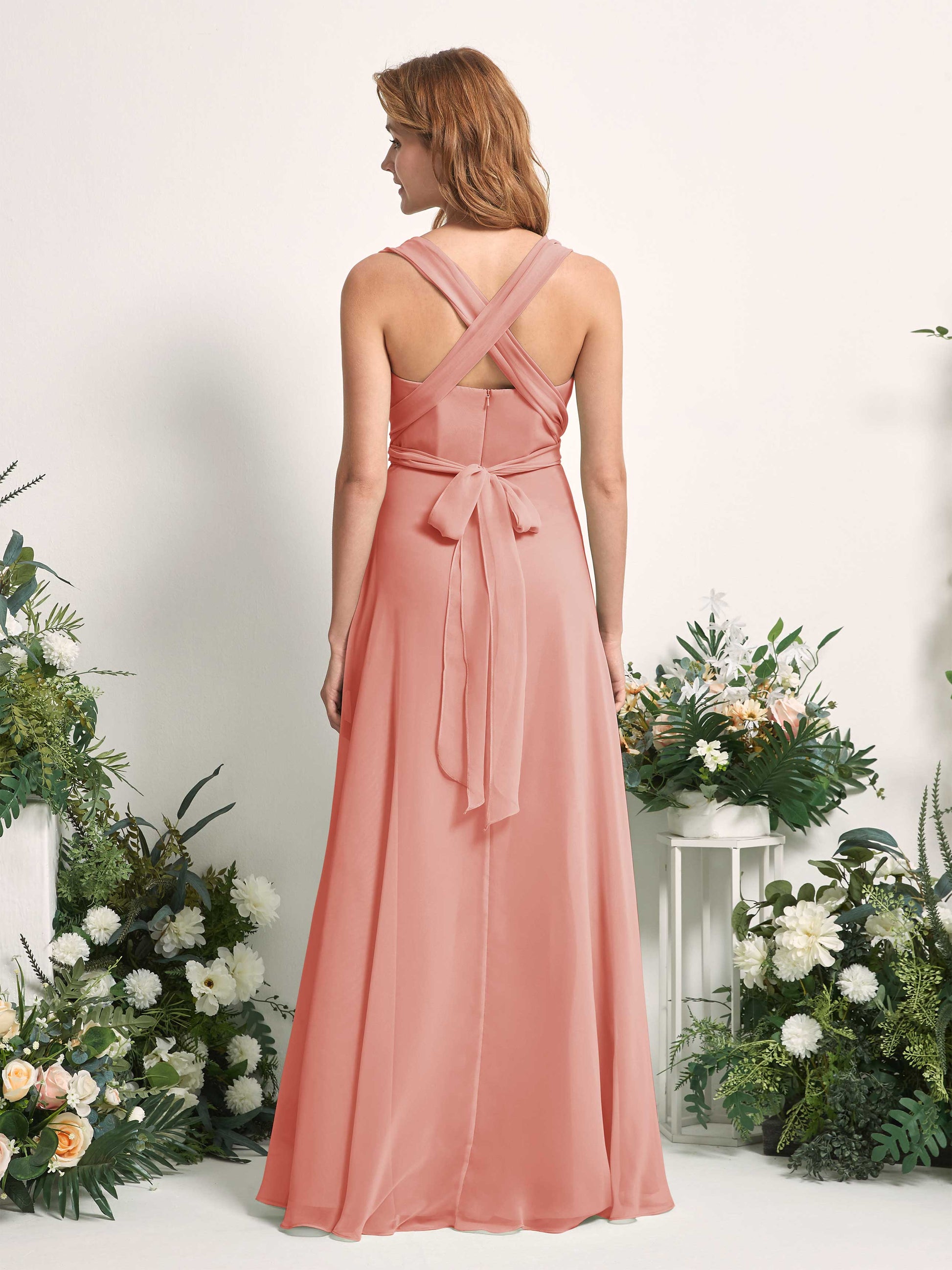 Carolyn Champagne Rose Halter Maxi Dress