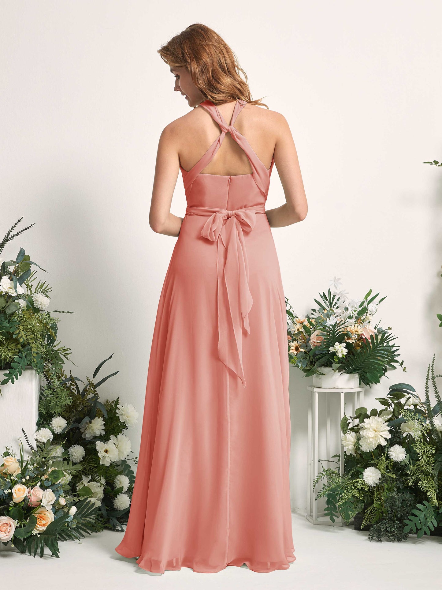 Carolyn Champagne Rose Halter Maxi Dress