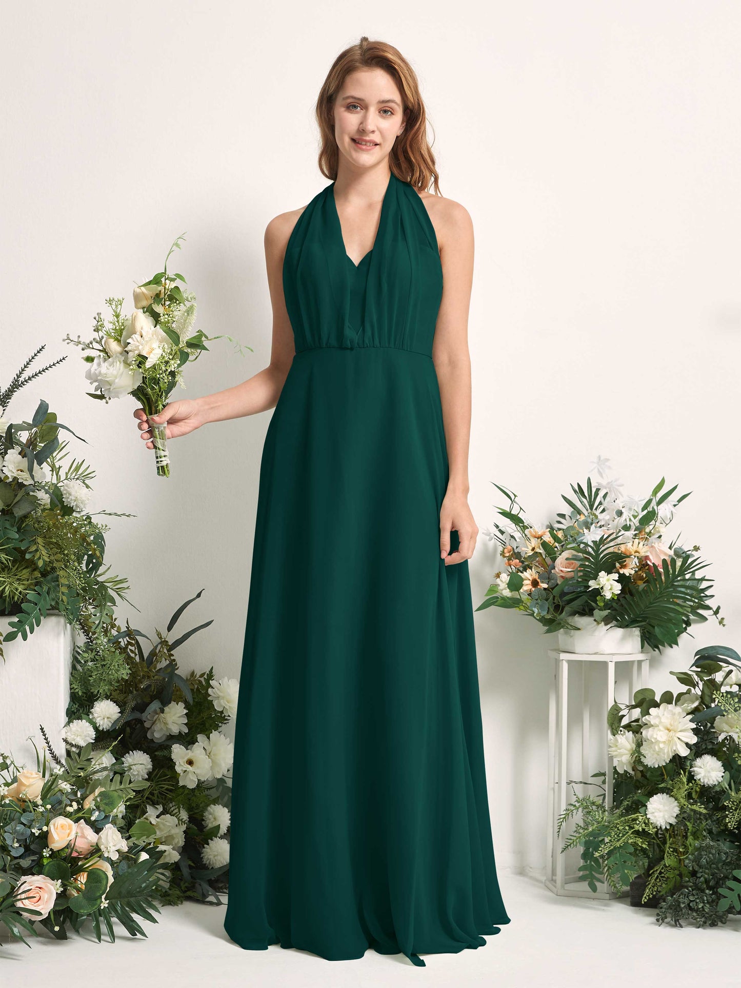 Carolyn Dark Emerald Halter Maxi Dress