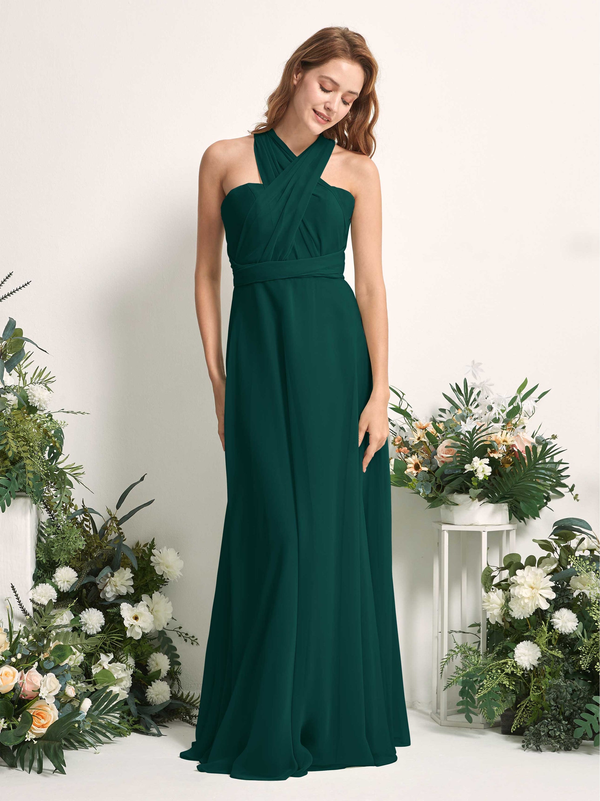 Carolyn Dark Emerald Halter Maxi Dress