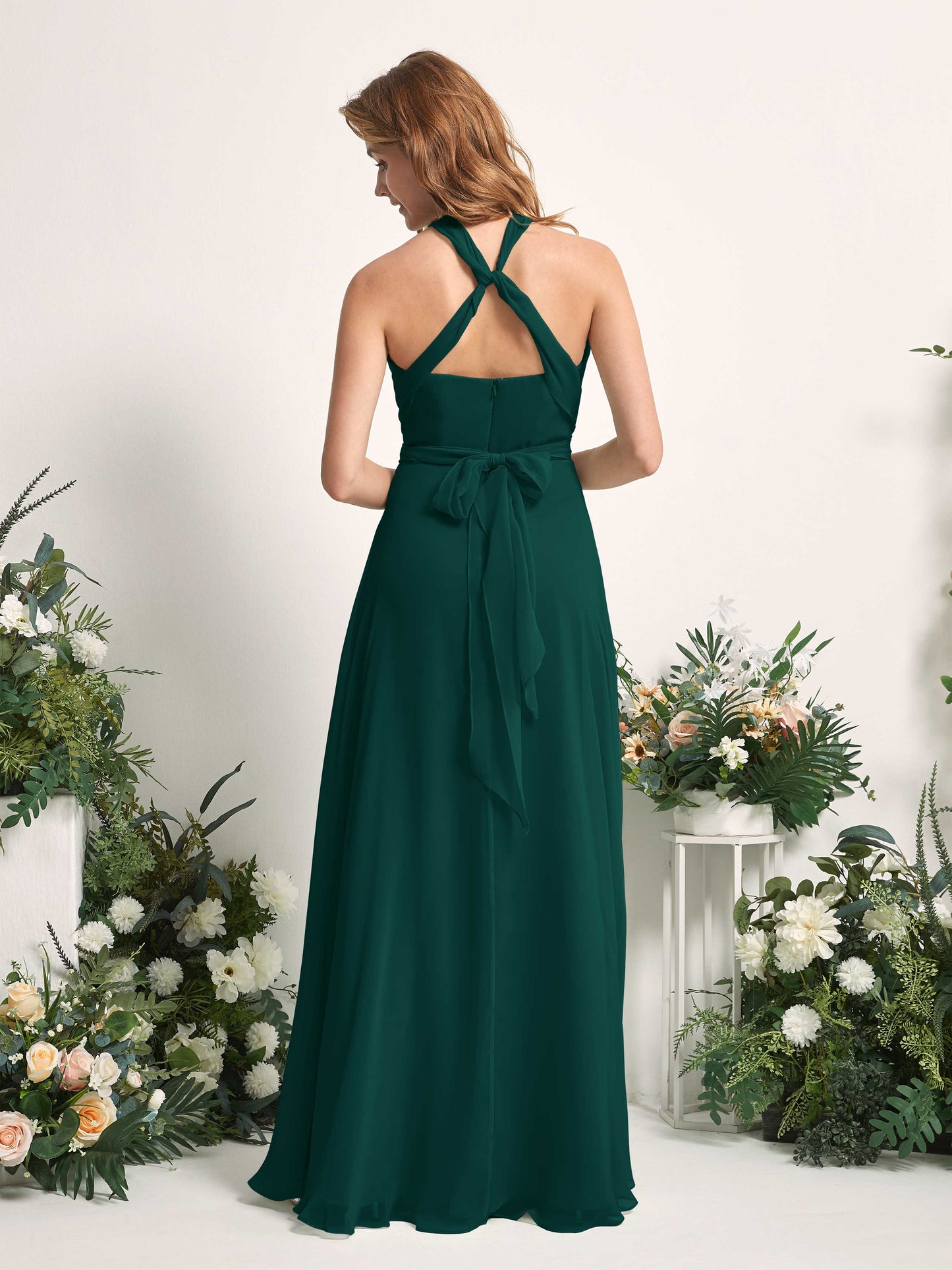 Carolyn Dark Emerald Halter Maxi Dress