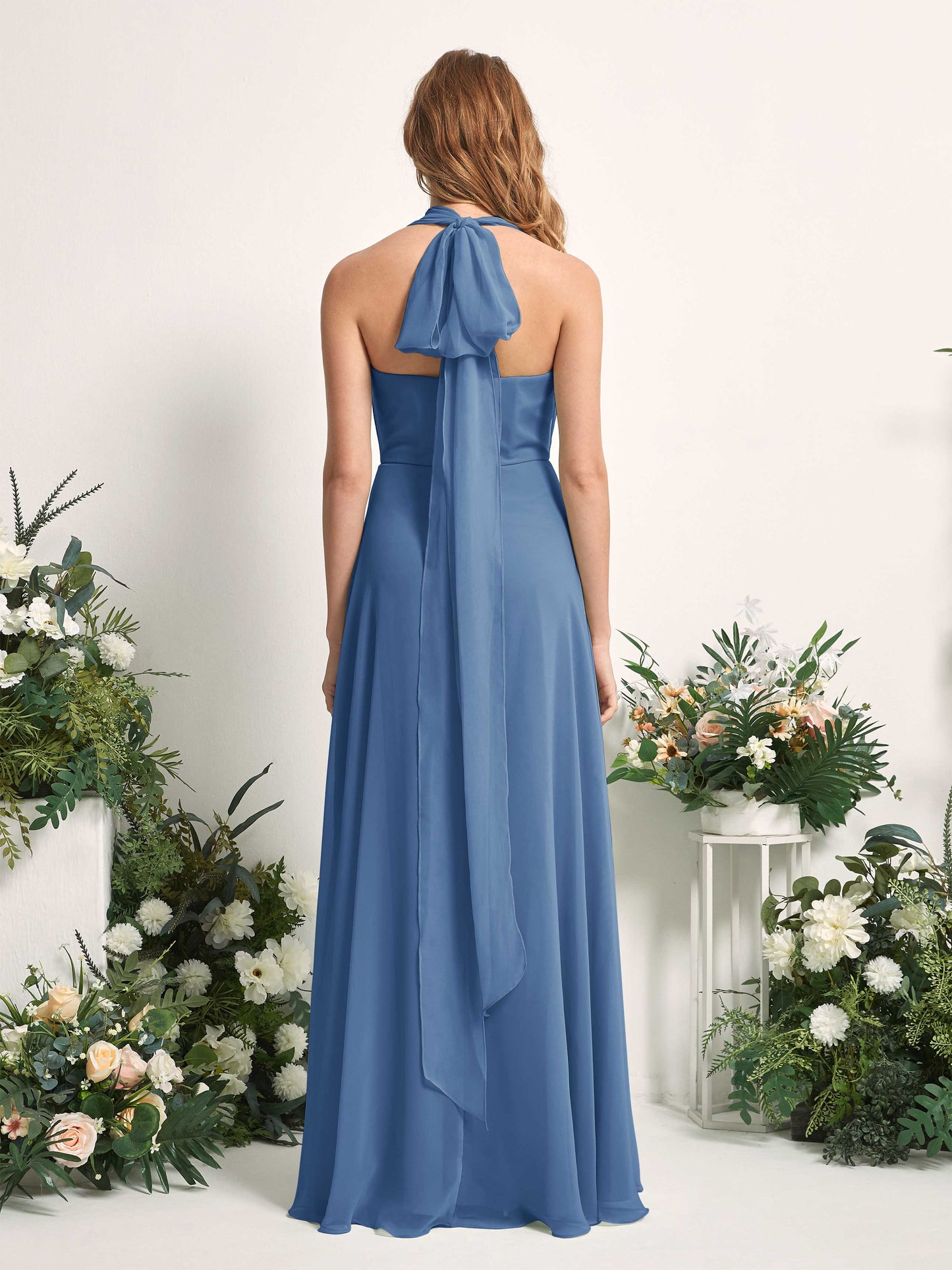 Carolyn Dusty Blue Halter Maxi Dress