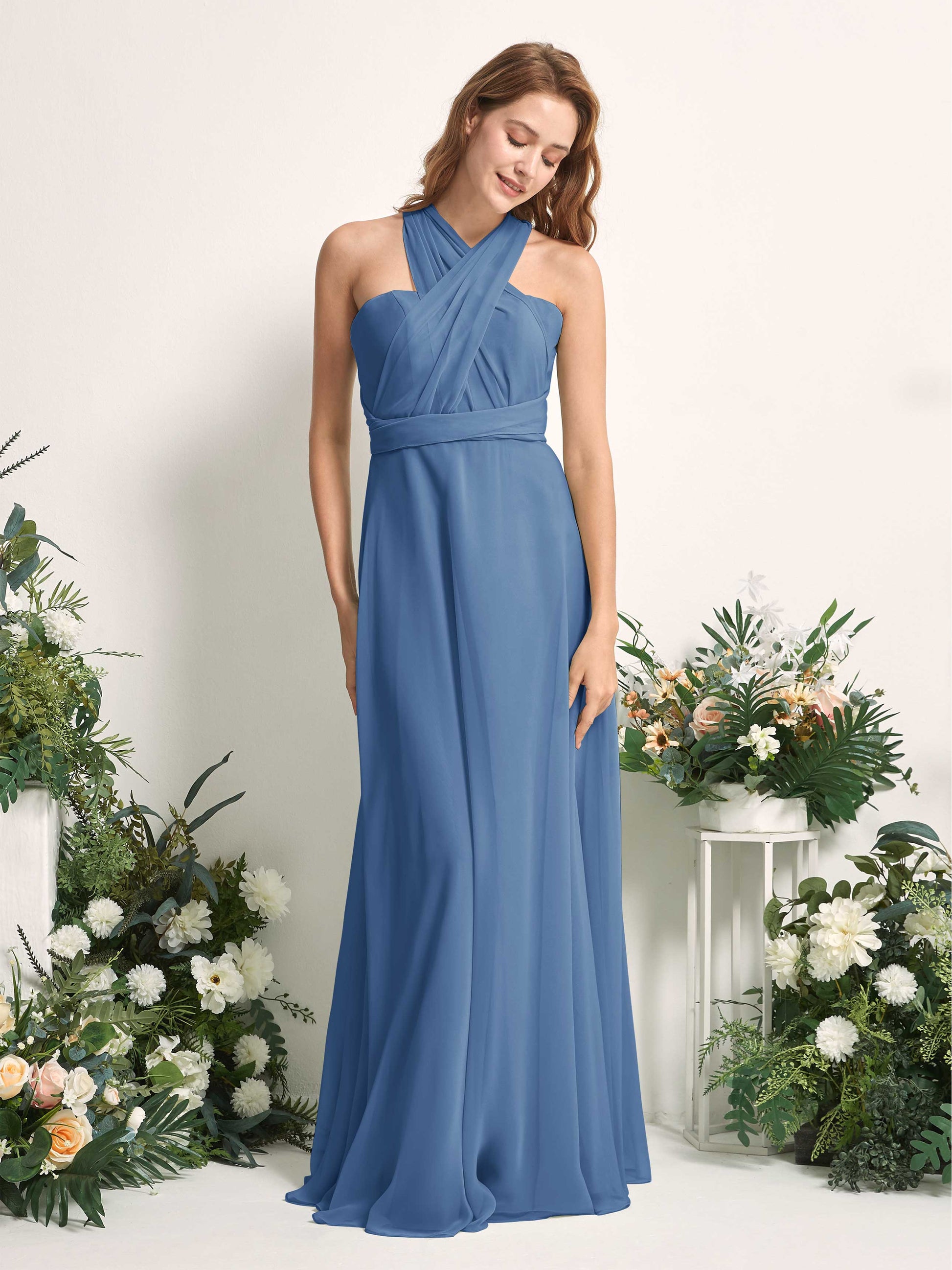 Carolyn Dusty Blue Halter Maxi Dress