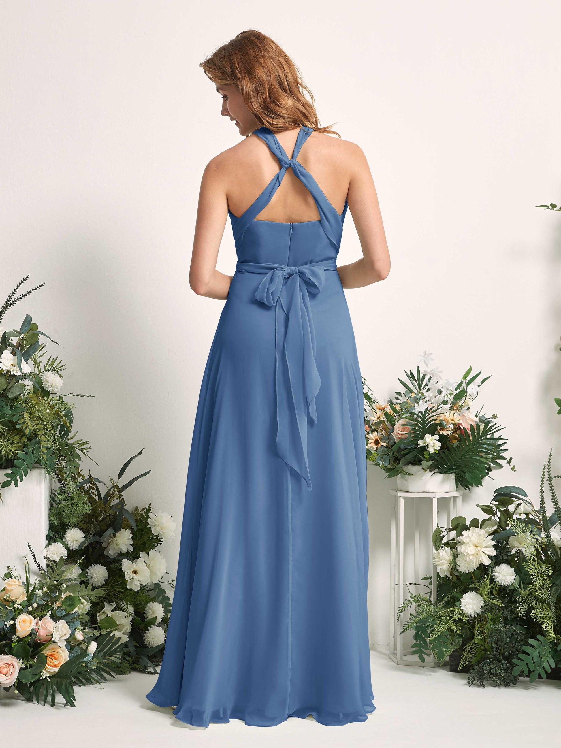 Carolyn Dusty Blue Halter Maxi Dress