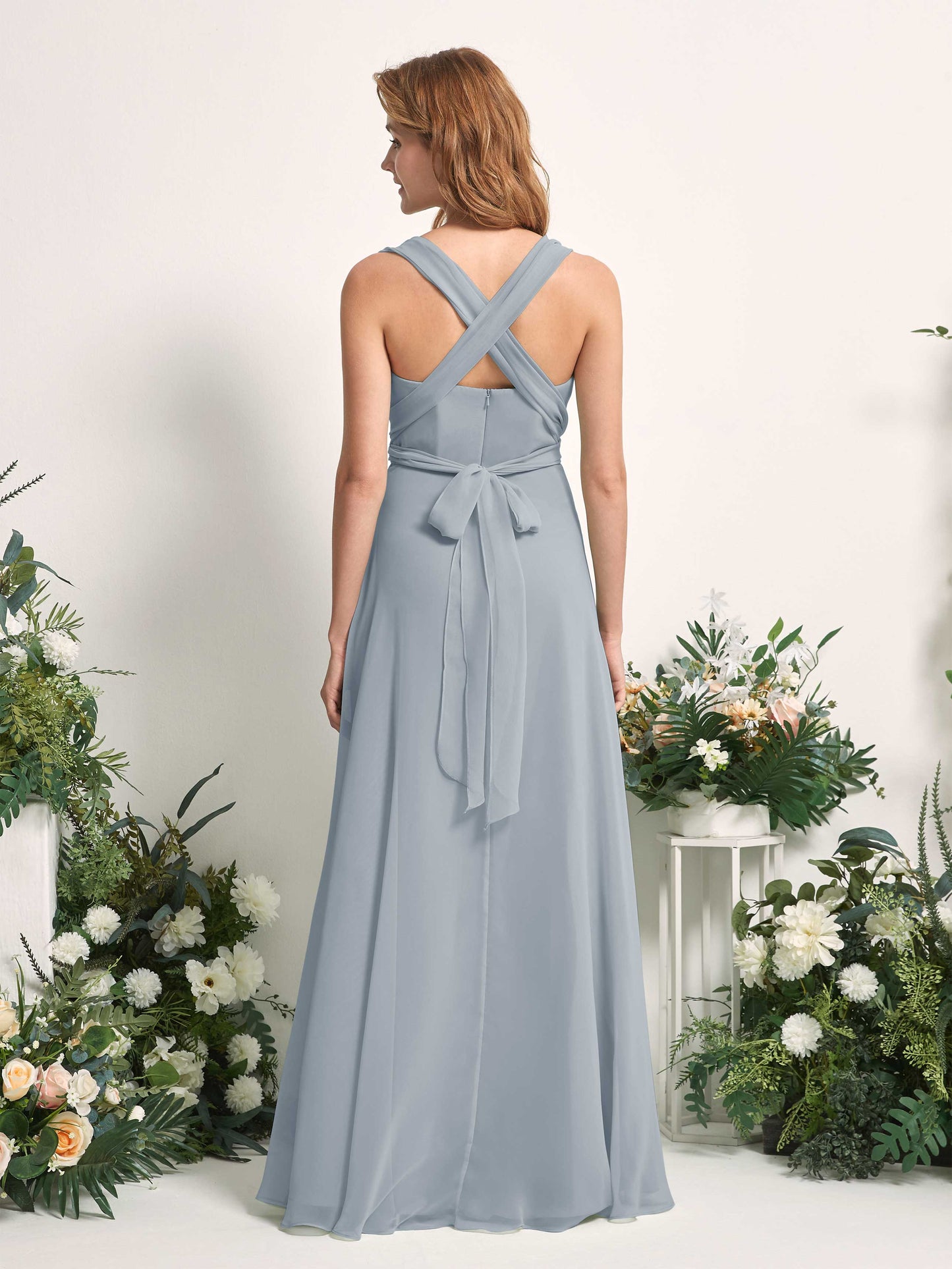 Carolyn Dusty Blue-Upgrade Halter Maxi Dress