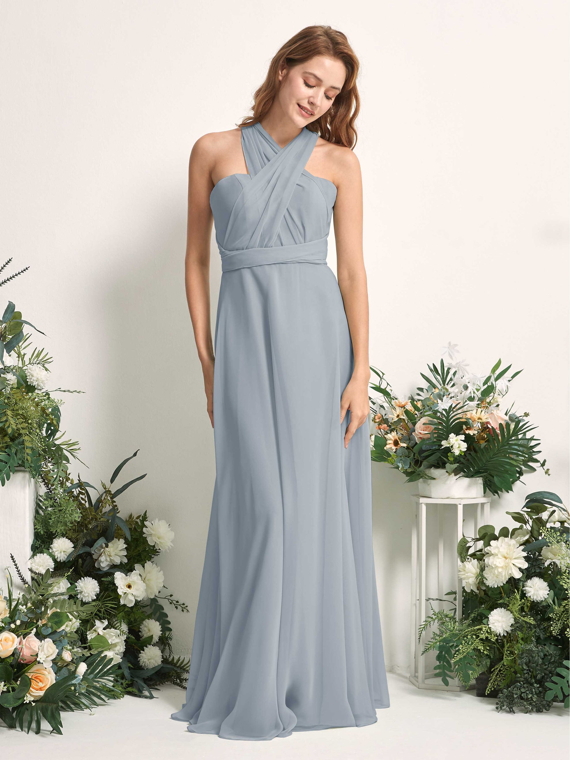 Carolyn Dusty Blue-Upgrade Halter Maxi Dress