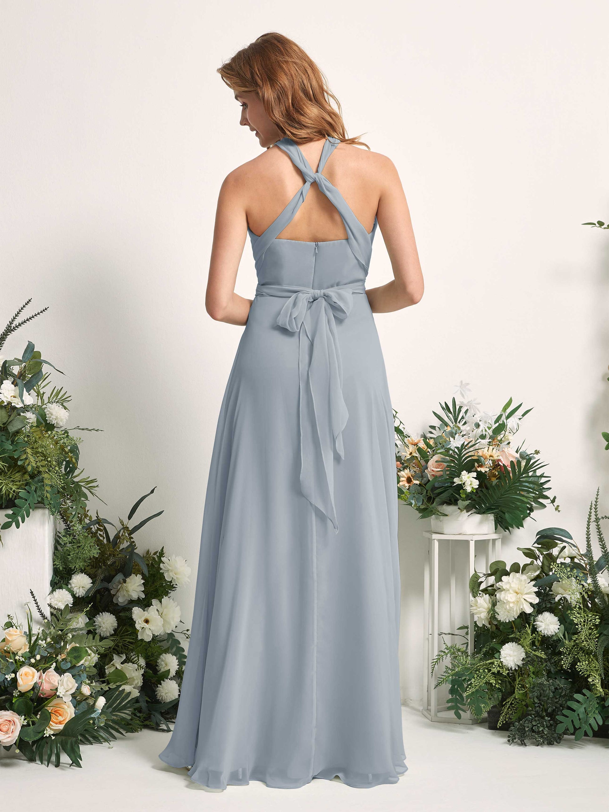 Carolyn Dusty Blue-Upgrade Halter Maxi Dress