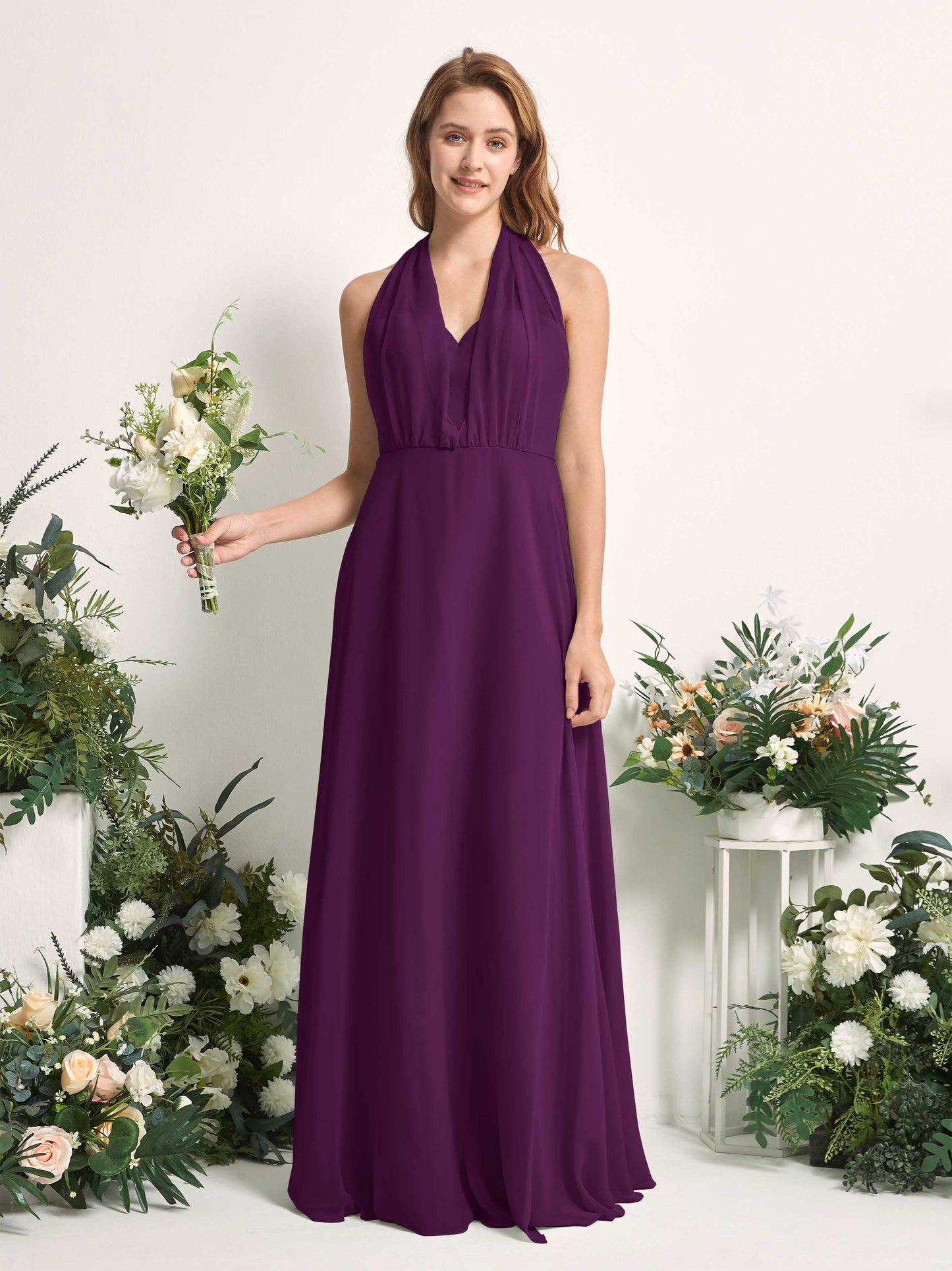 Carolyn Grape Halter Maxi Dress