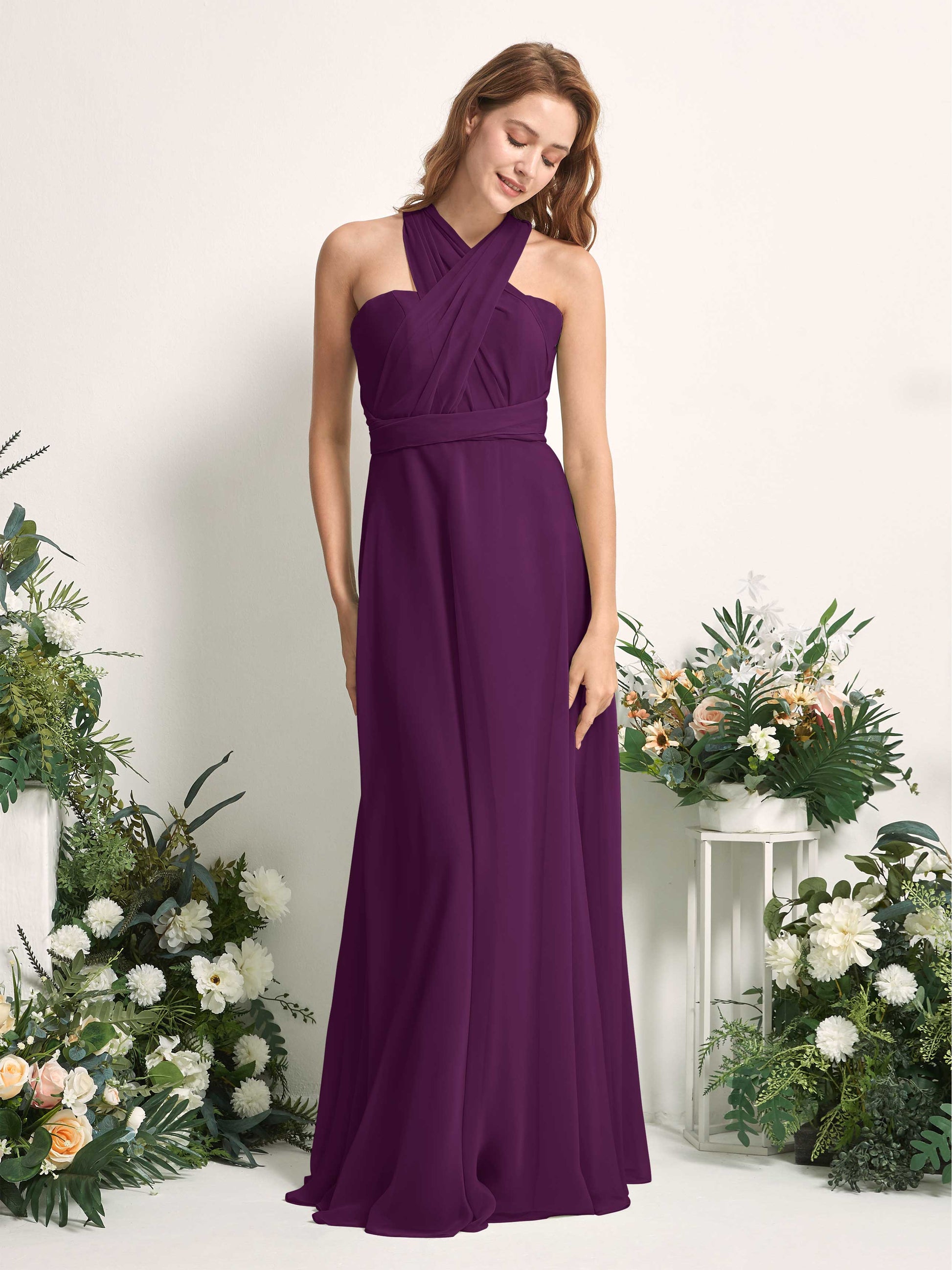 Carolyn Grape Halter Maxi Dress