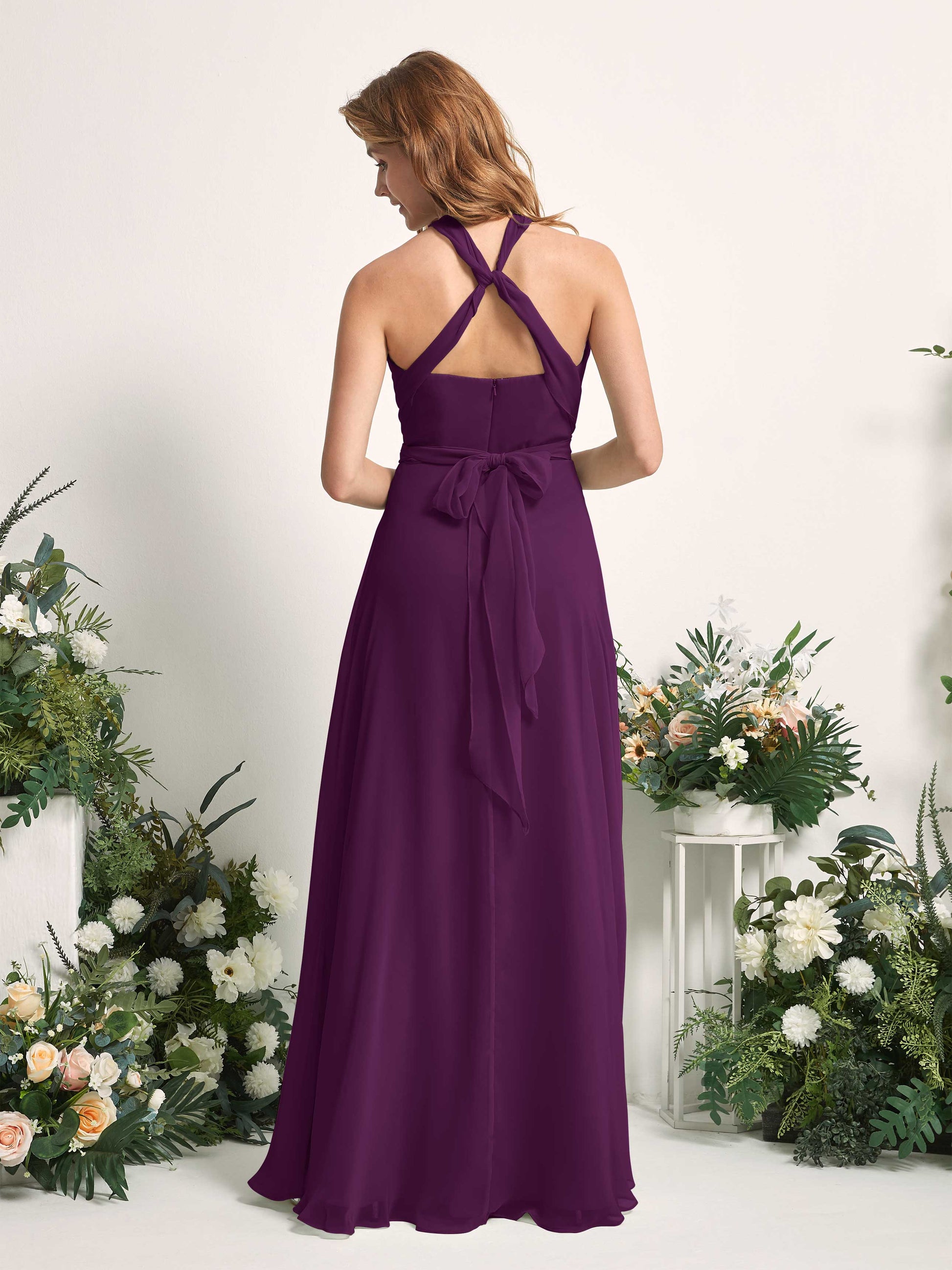 Carolyn Grape Halter Maxi Dress