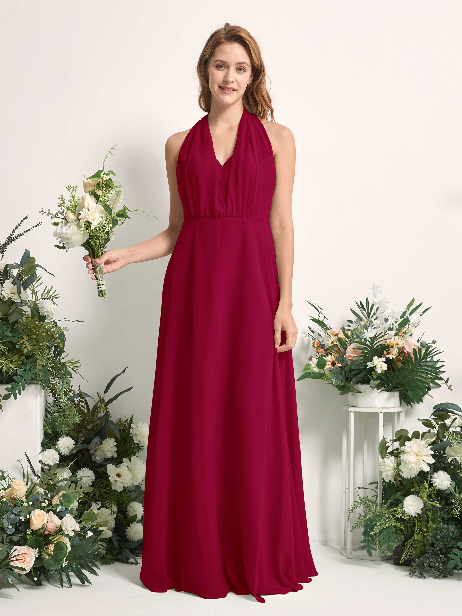 Carolyn Jester Red Halter Maxi Dress