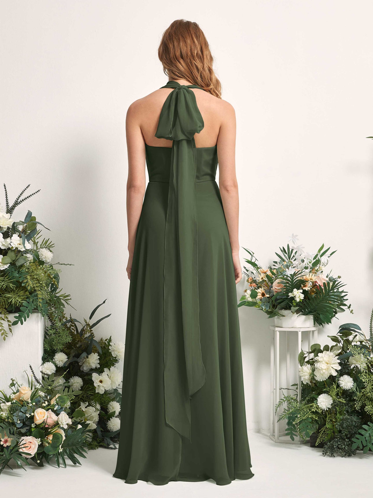 Carolyn Martini Olive Halter Maxi Dress