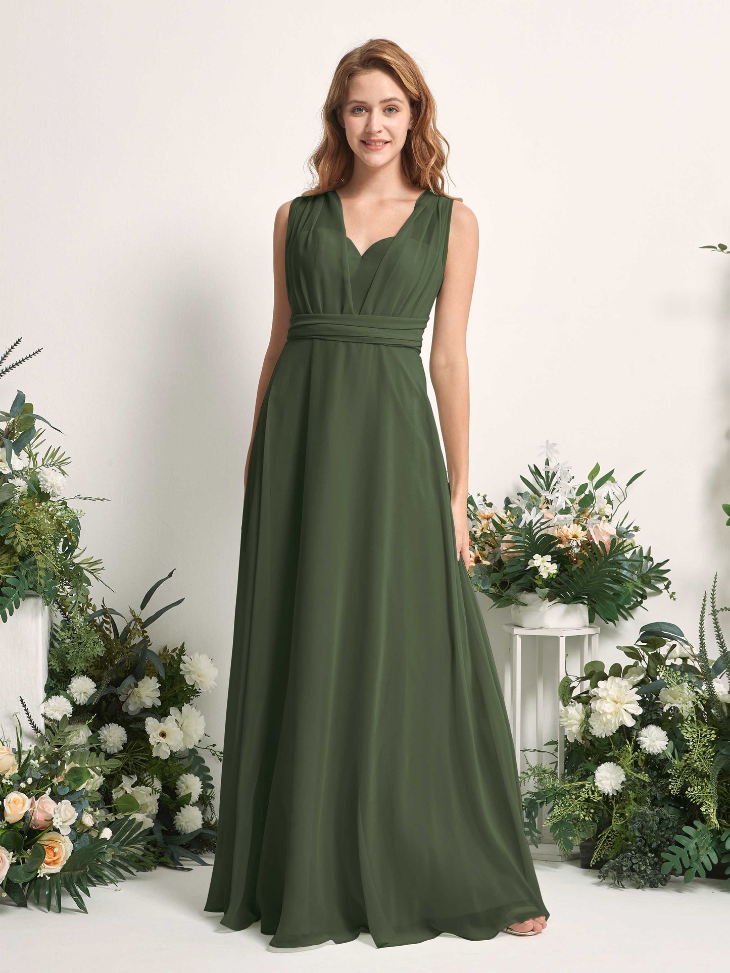 Carolyn Martini Olive Halter Maxi Dress