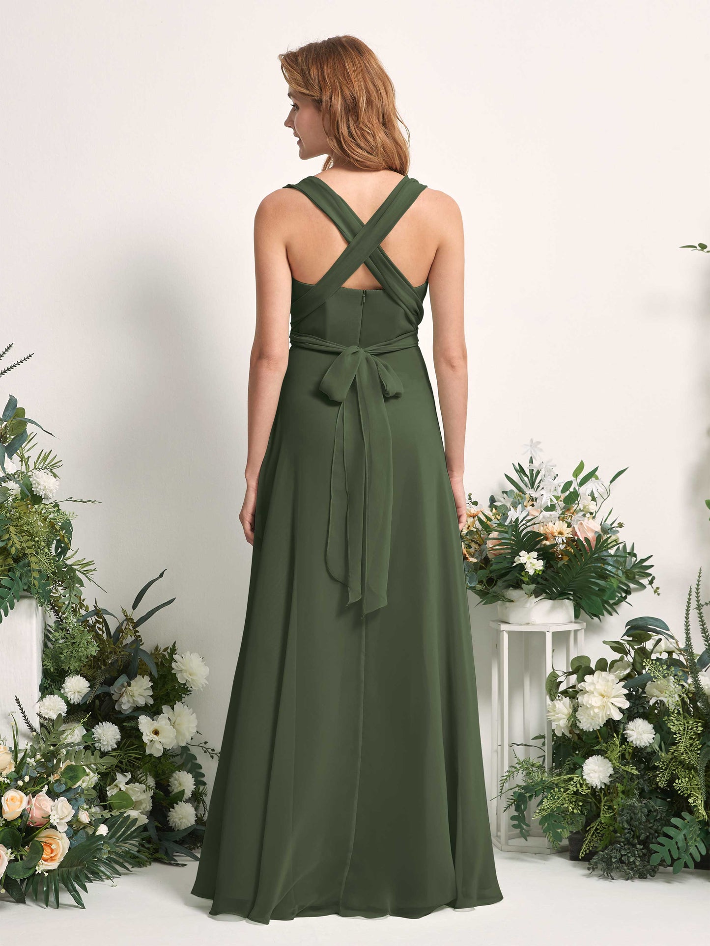 Carolyn Martini Olive Halter Maxi Dress