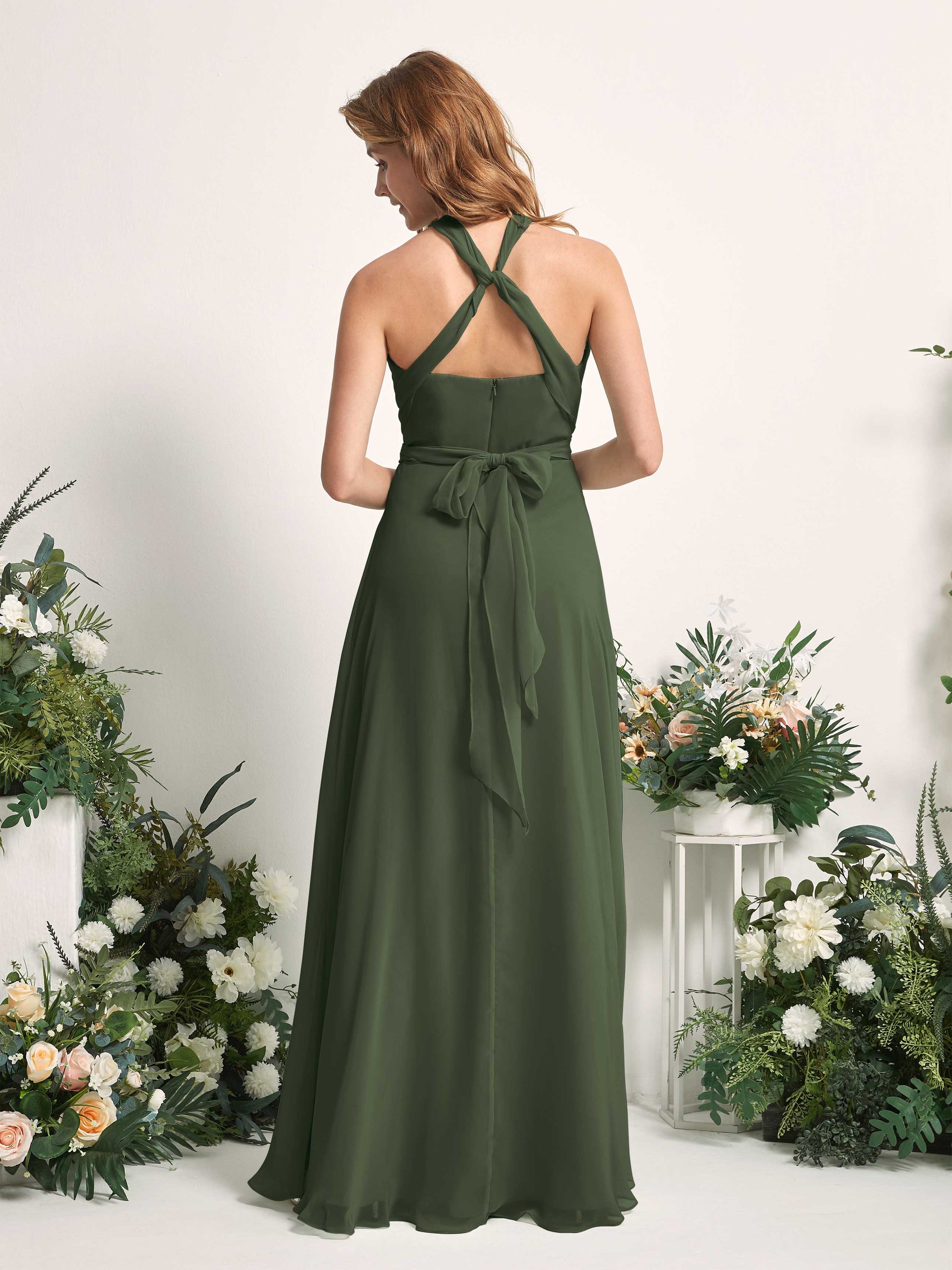 Carolyn Martini Olive Halter Maxi Dress