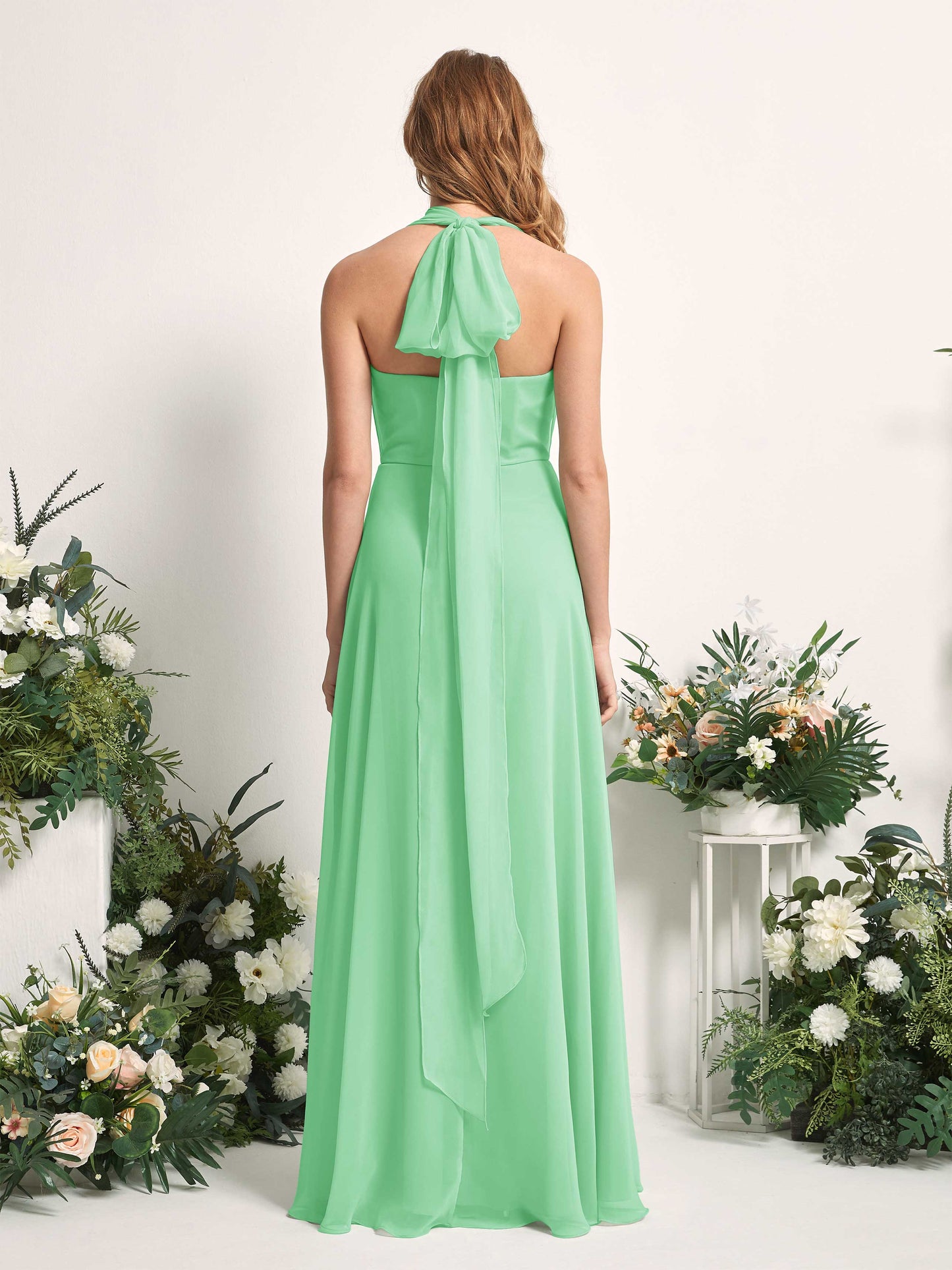 Carolyn Mint Green Halter Maxi Dress