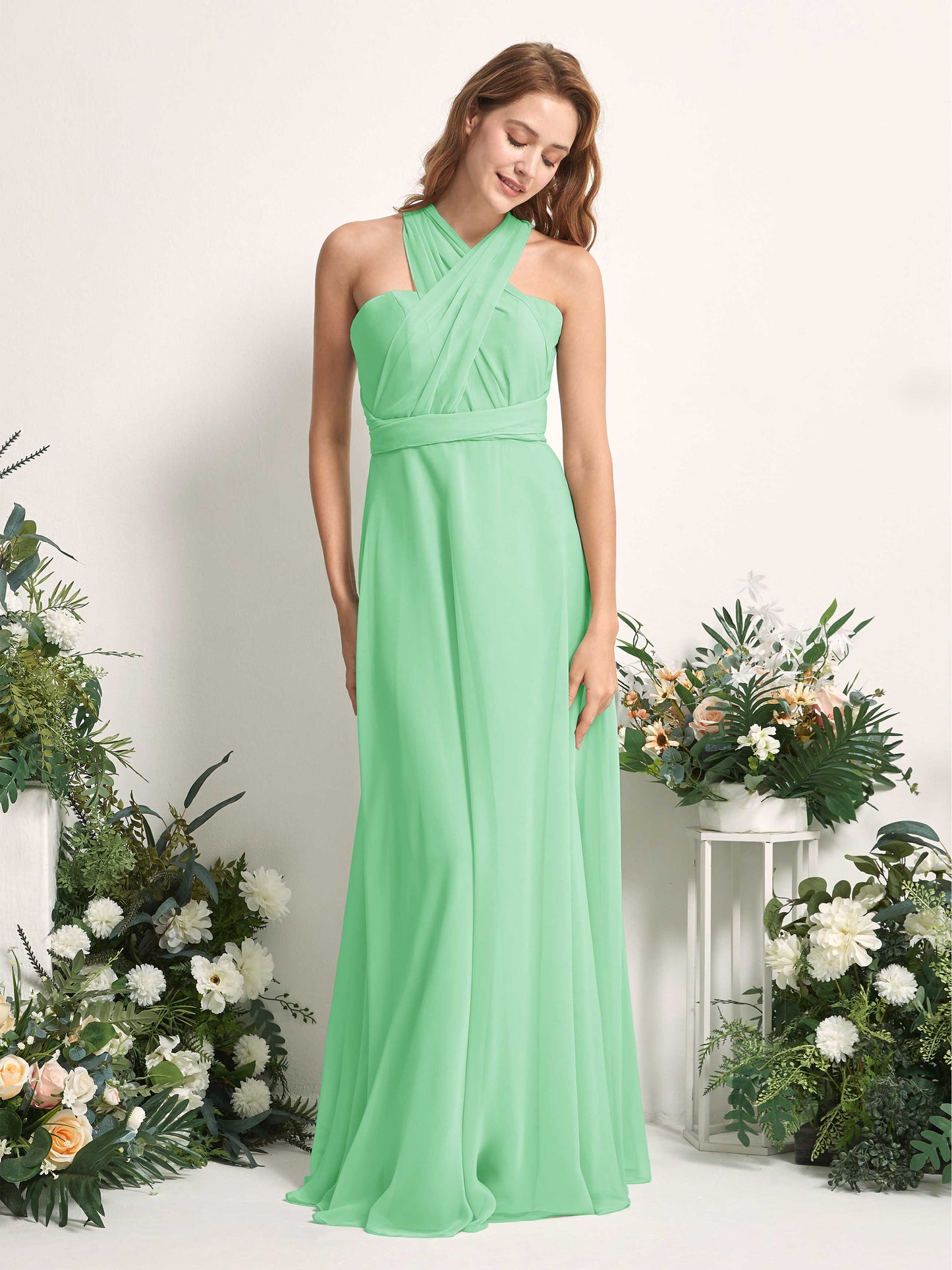 Carolyn Mint Green Halter Maxi Dress