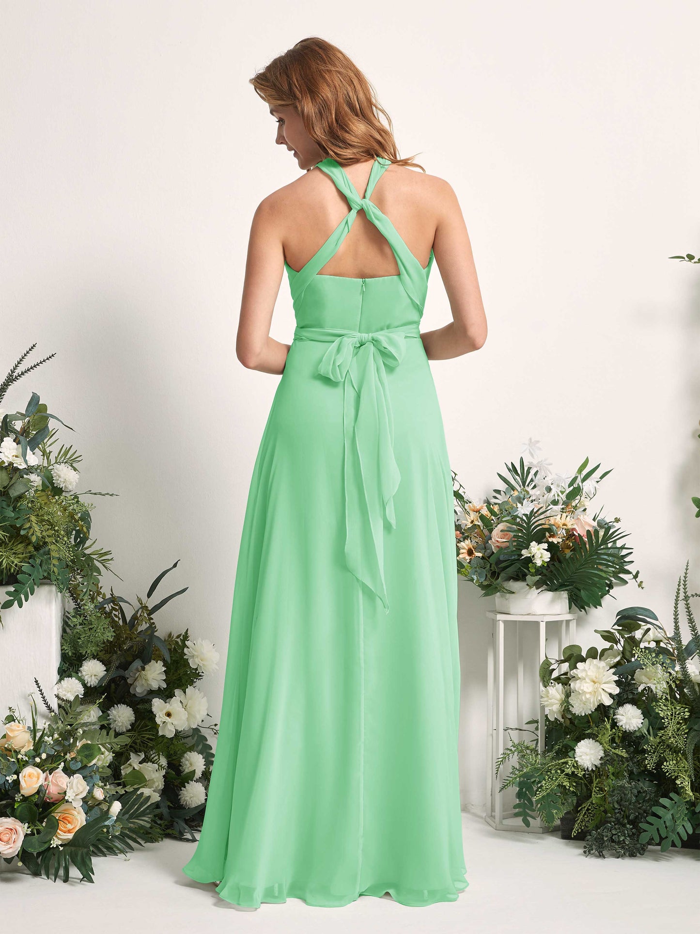 Carolyn Mint Green Halter Maxi Dress