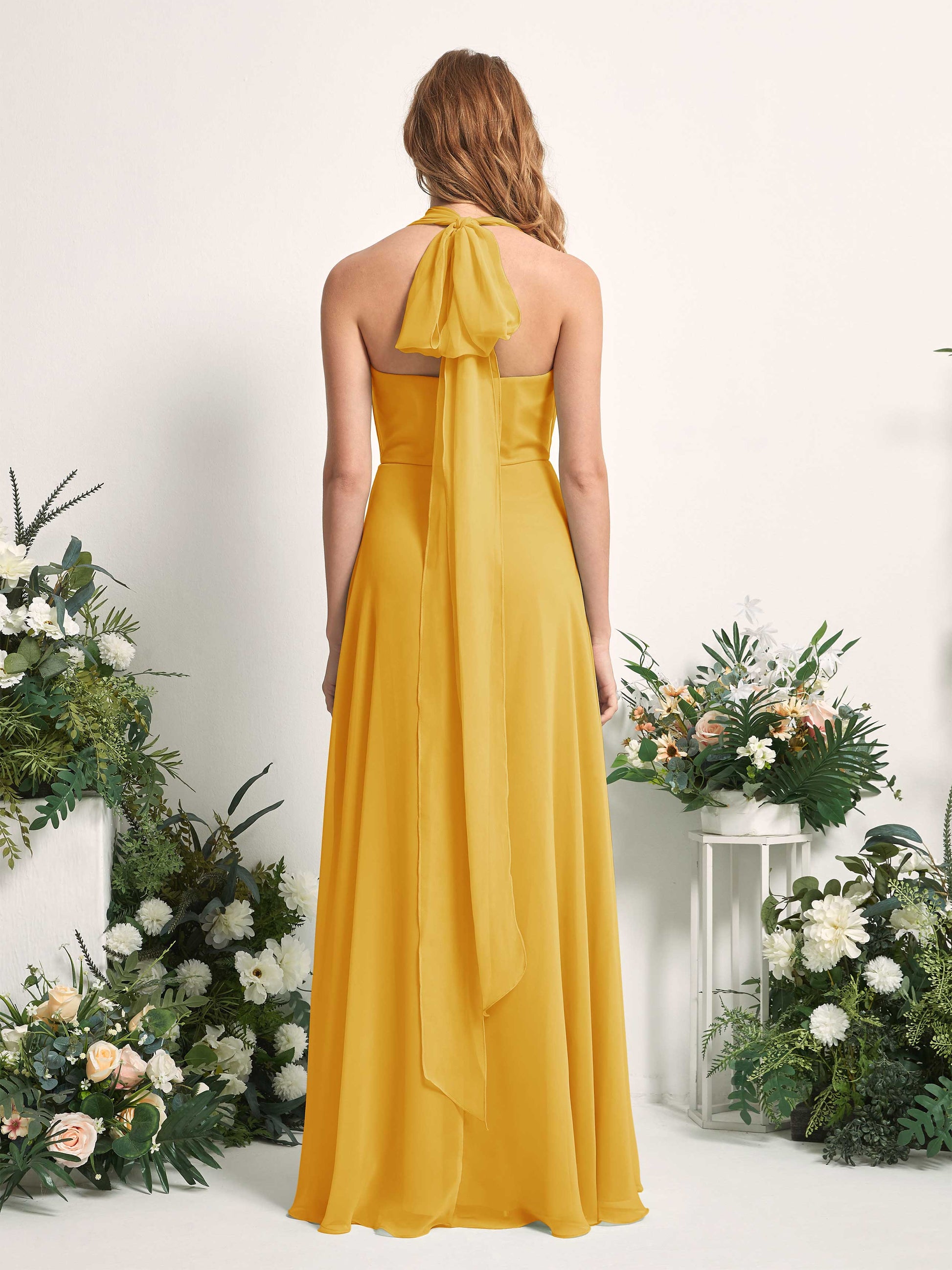 Carolyn Mustard Yellow Halter Maxi Dress