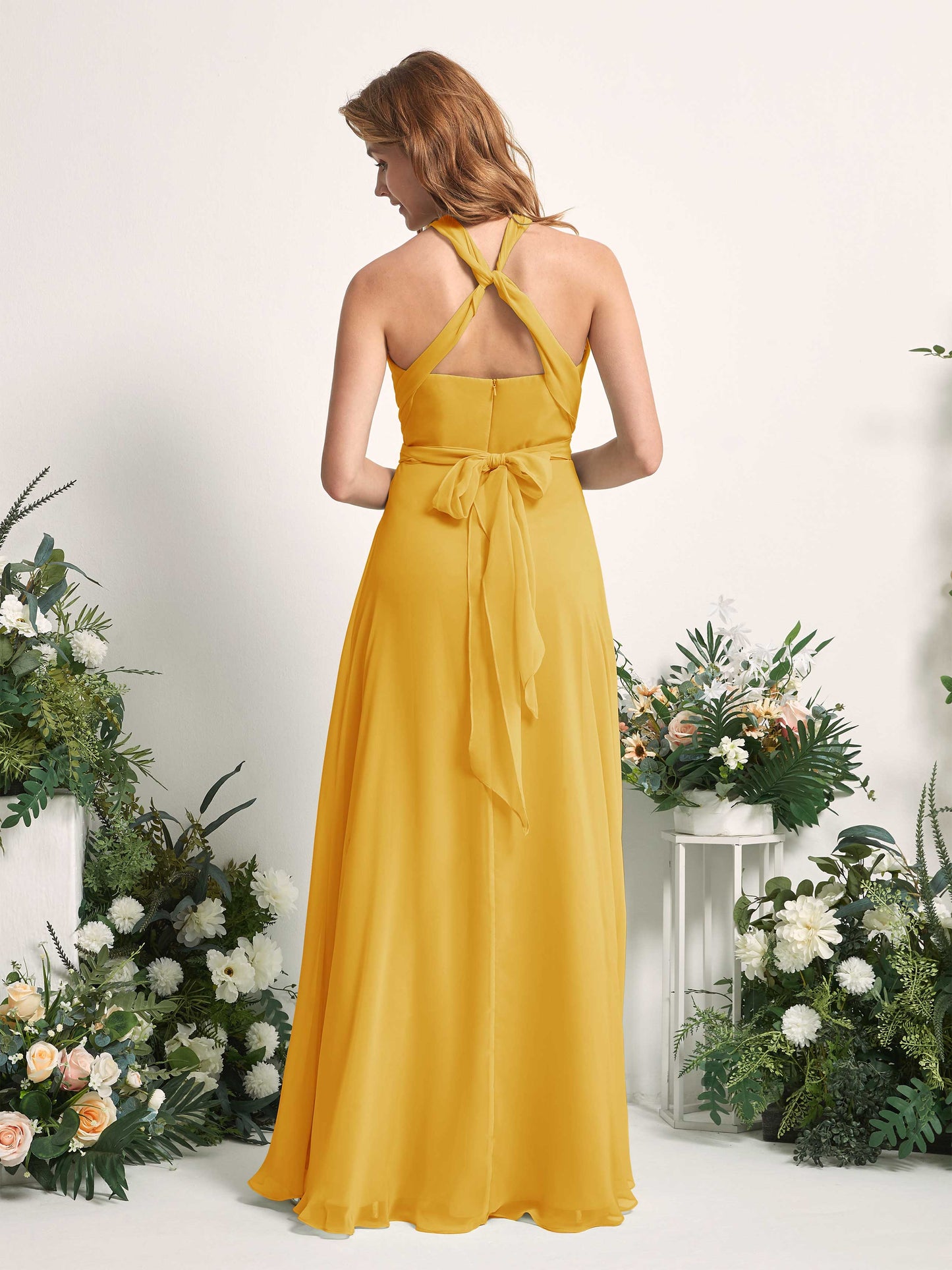 Carolyn Mustard Yellow Halter Maxi Dress