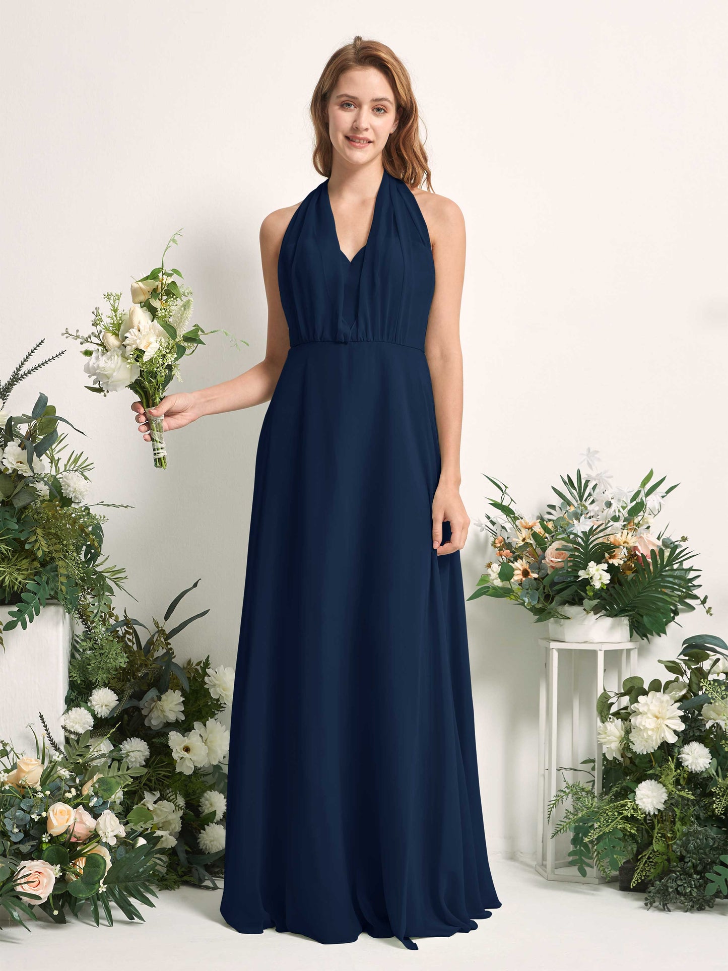 Carolyn Navy Halter Maxi Dress