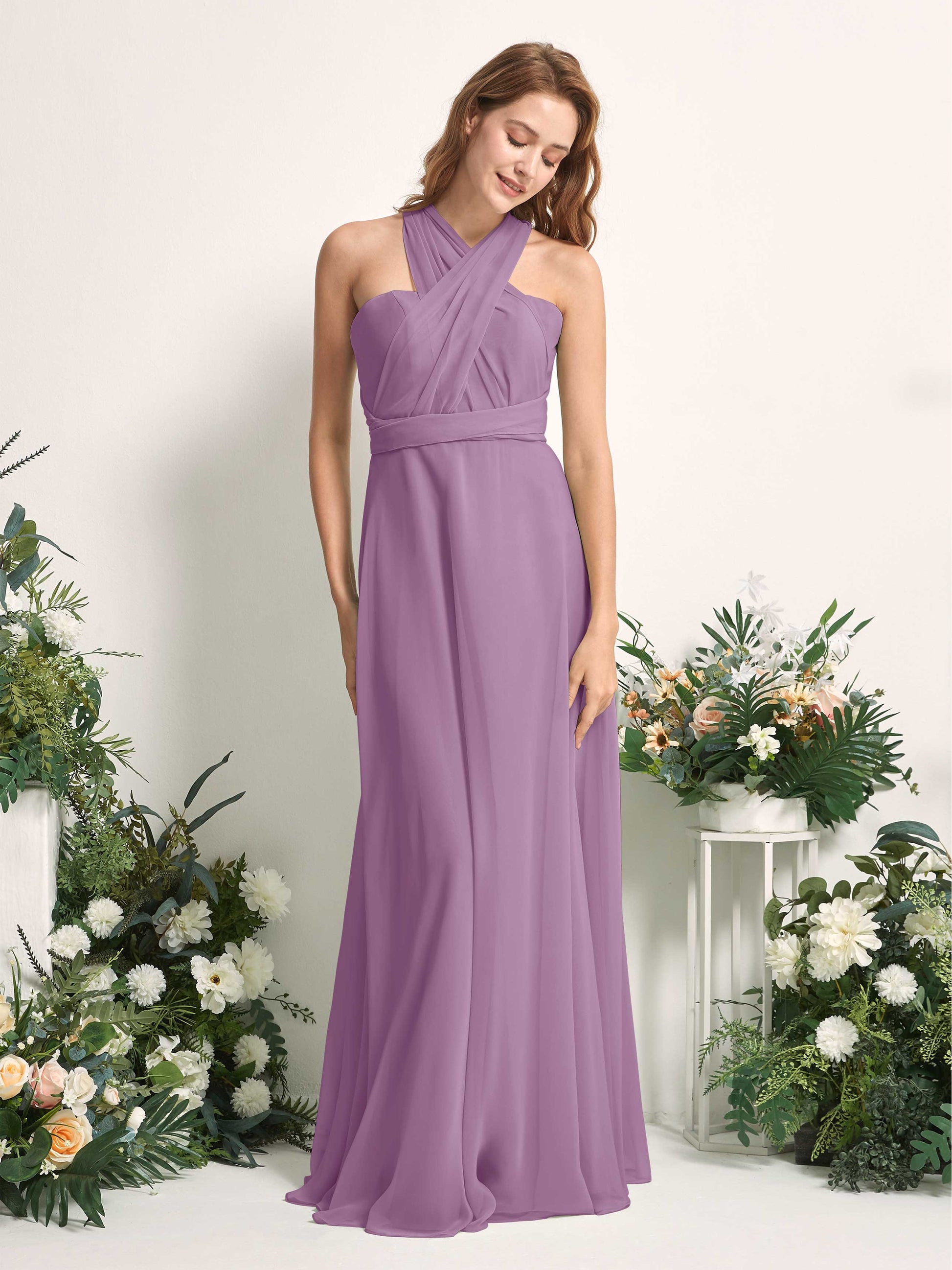 Carolyn Orchid Mist Halter Maxi Dress