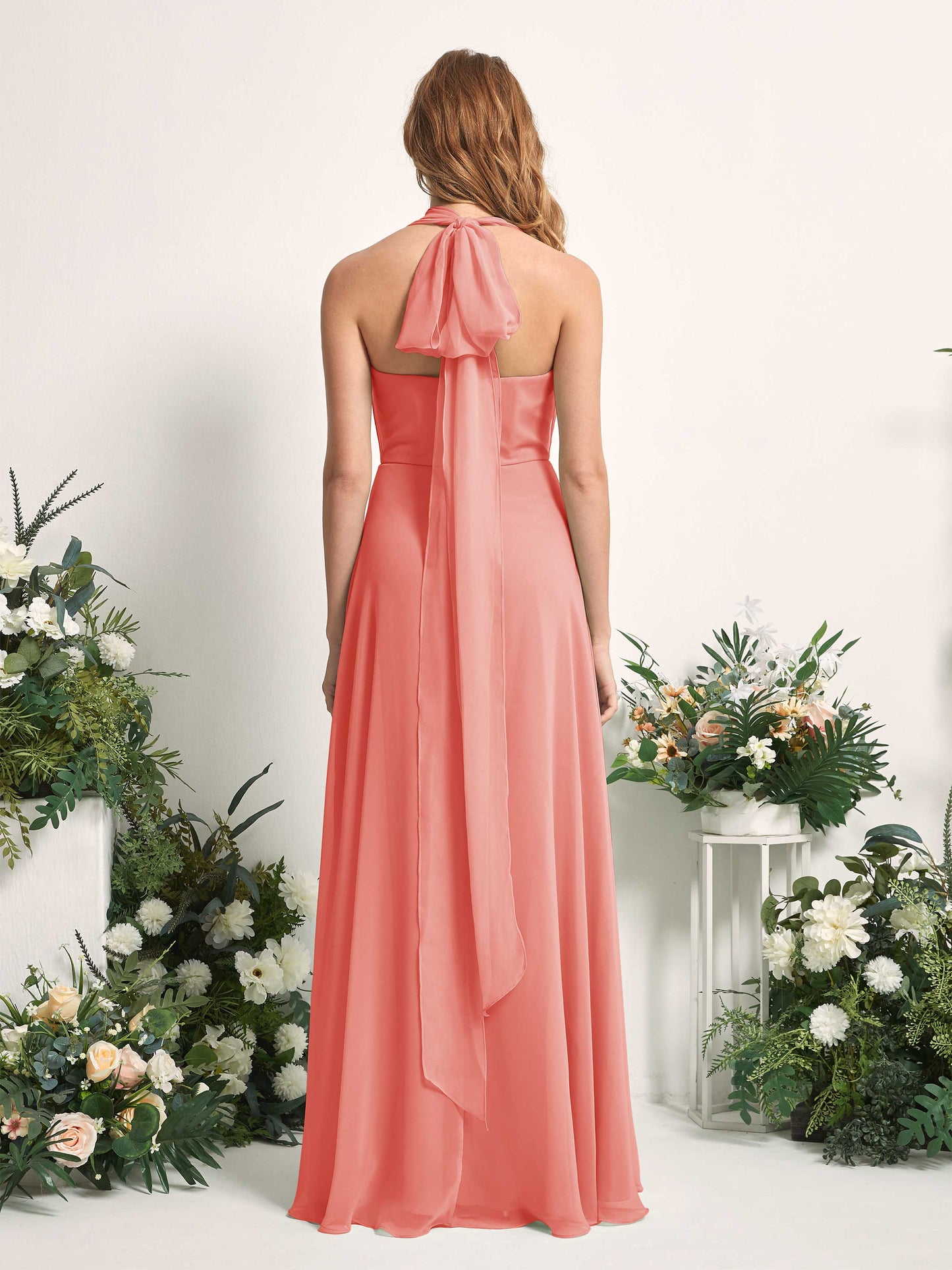 Carolyn Peach Pink Halter Maxi Dress