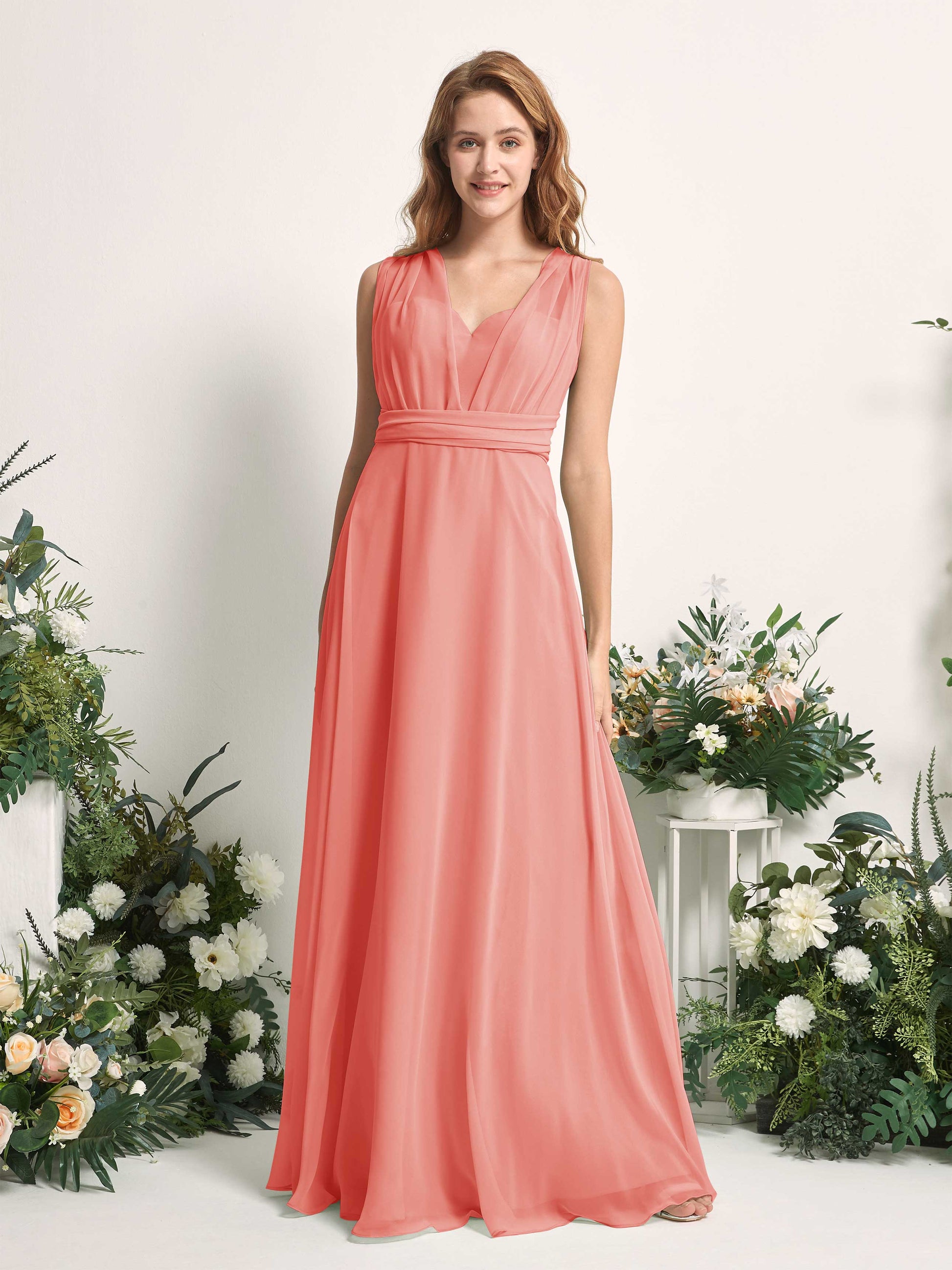 Carolyn Peach Pink Halter Maxi Dress