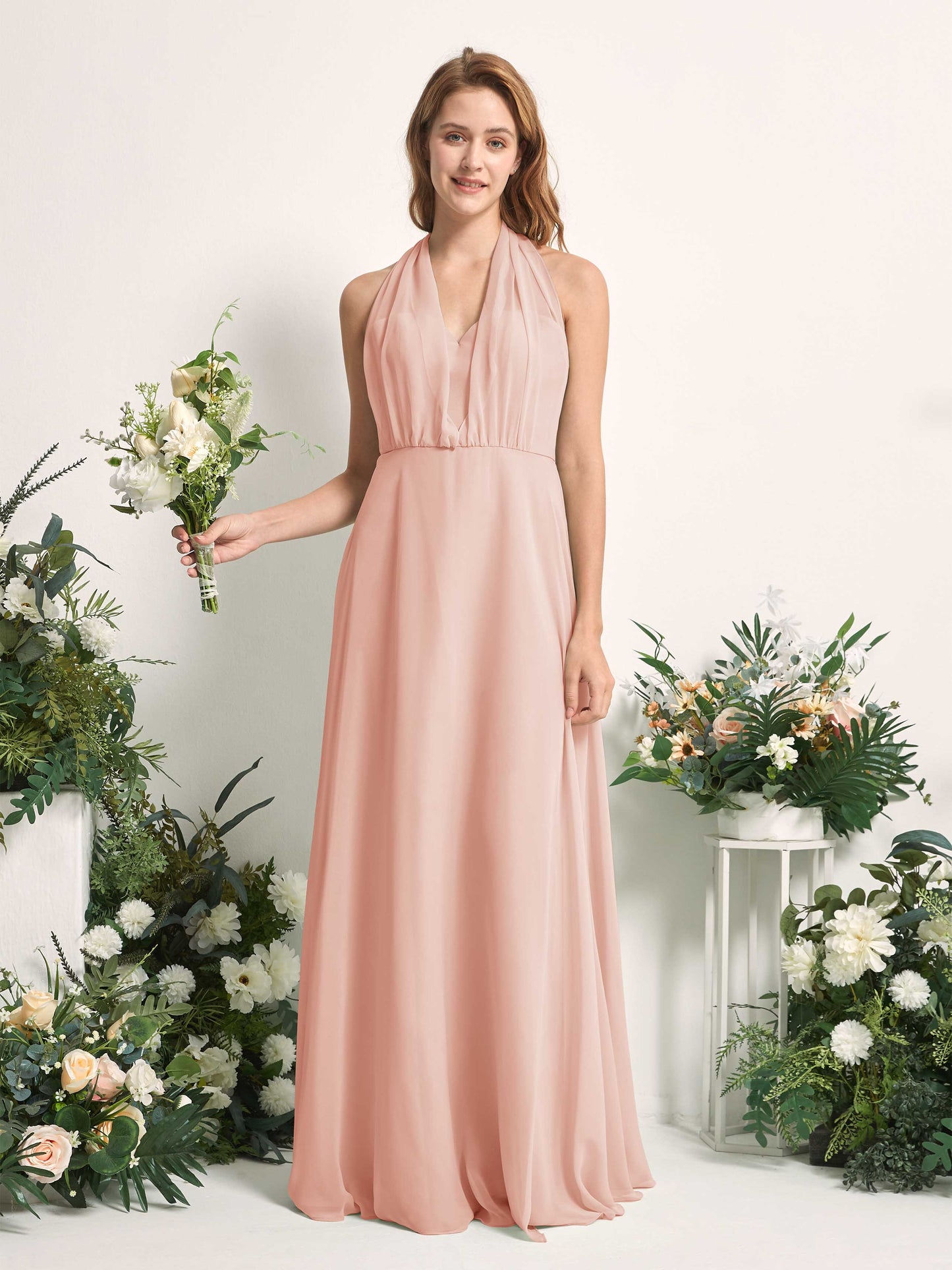 Carolyn Pearl Pink Halter Maxi Dress