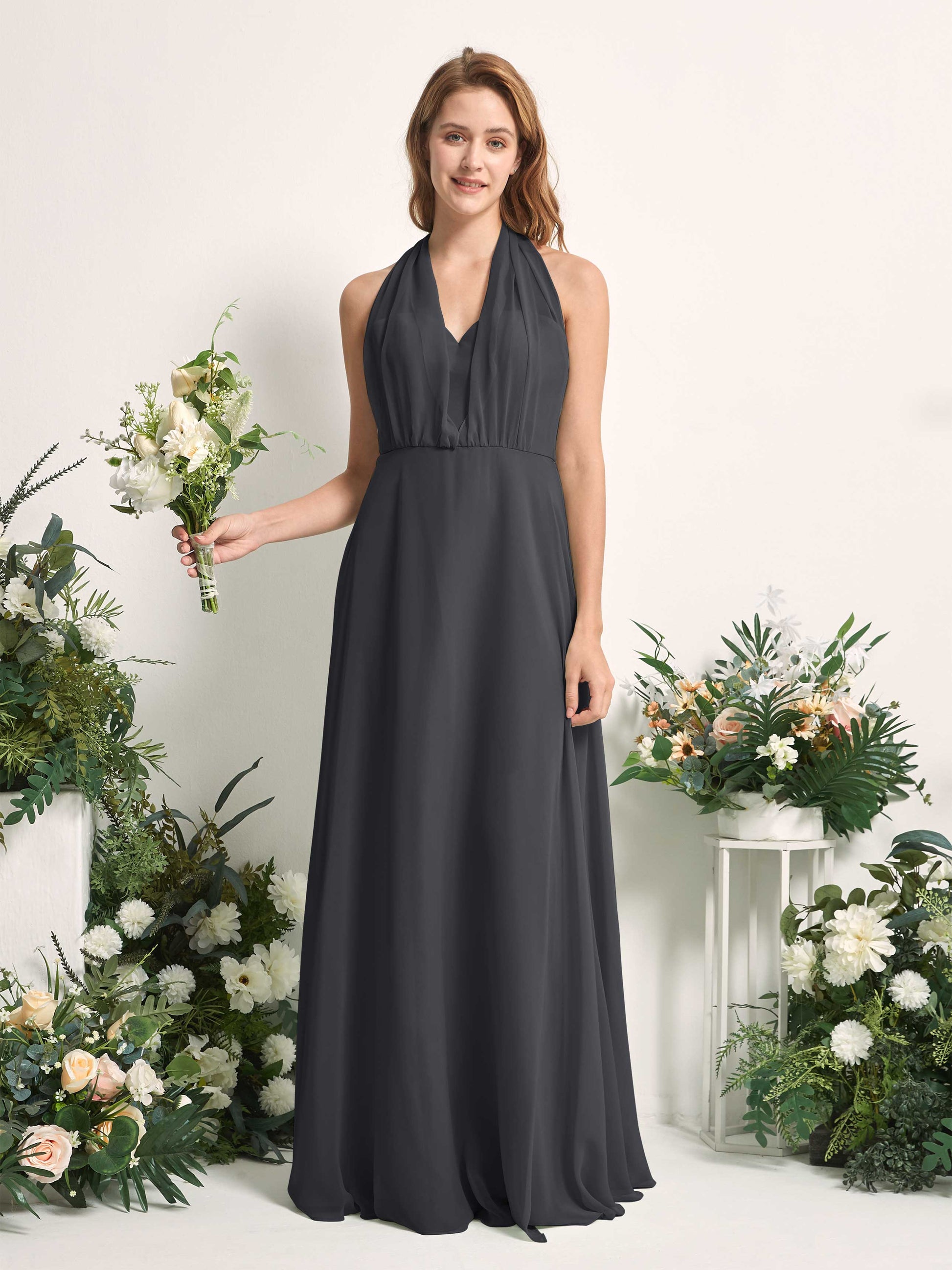 Carolyn Pewter Halter Maxi Dress